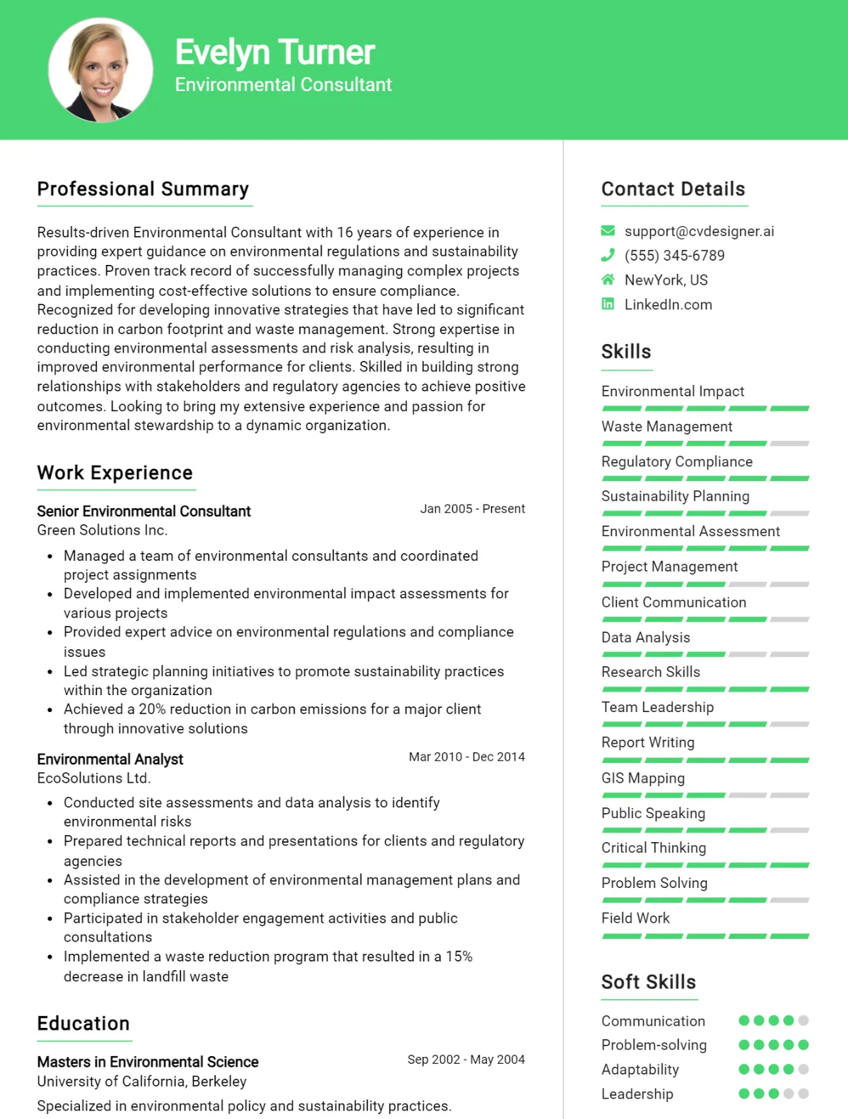 Environmental Consultant CV Example For 2026: Top Tips & Samples Preview