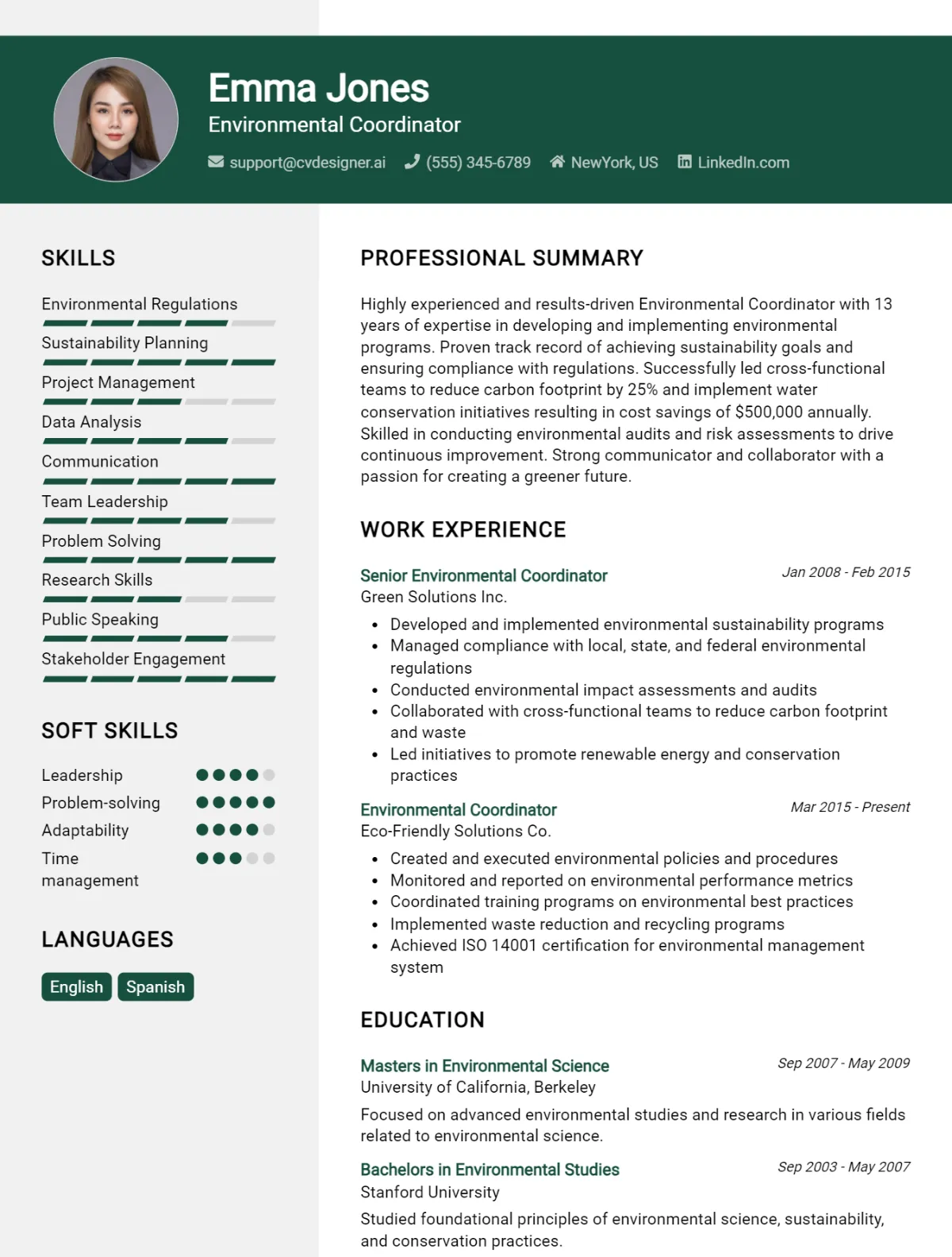 Environmental Coordinator CV Example For 2026: Effective CV Writing Tips Preview
