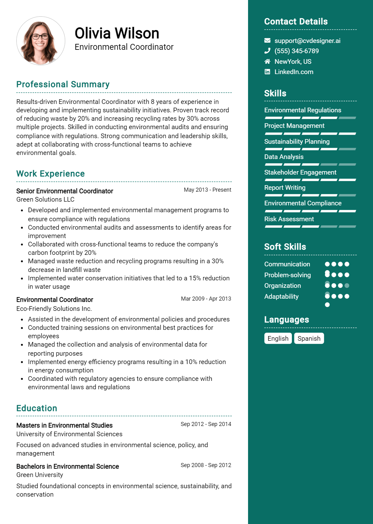 Environmental Coordinator Resume Example for 2026: How to Craft a Winning CV Preview