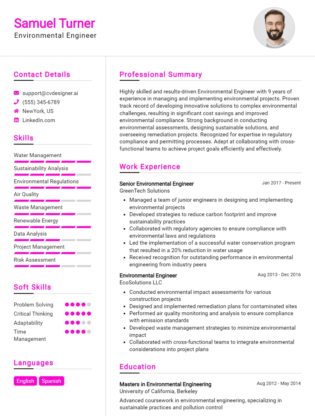 Environmental Engineer CV Example For 2026: Tips to Stand Out Preview