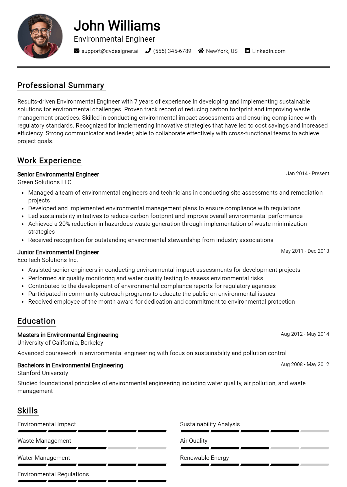 Environmental Engineer Resume Example for 2026: Expert Tips & Templates Preview