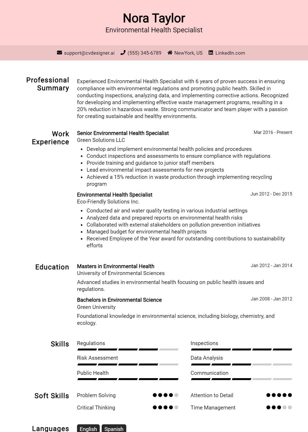 16 Environmental Health Specialist Resume Examples for 2026: Strategies & Templates Preview