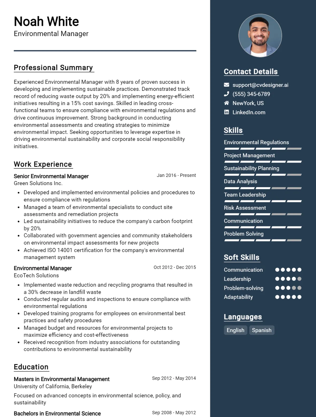 Environmental Manager CV Example For 2026: Samples & Best Practices Preview