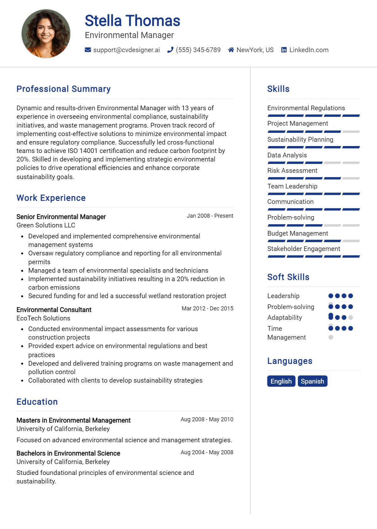 Environmental Manager Resume Example for 2026: Best Formatting Tips Preview