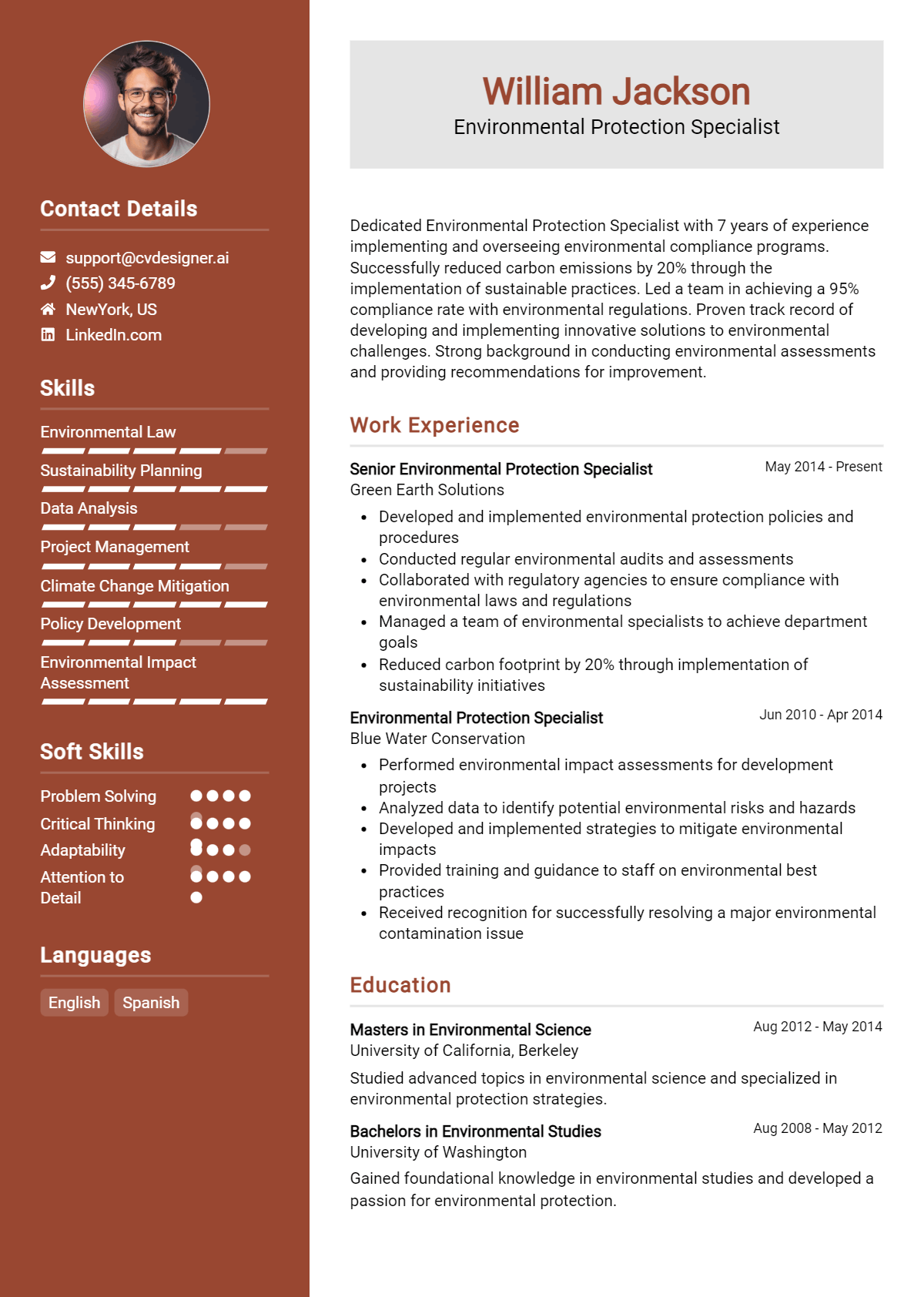 Environmental Protection Specialist Resume Example for 2026: Tips & Templates Preview