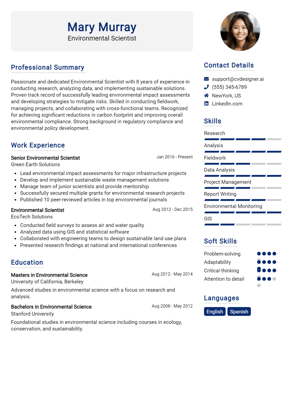 Environmental Scientist Resume Example for 2026: Tips & Templates Preview