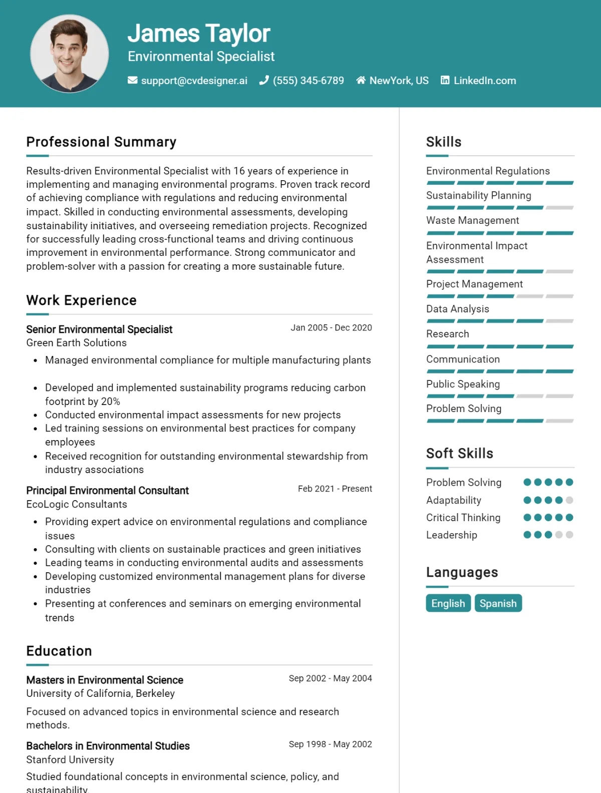 Environmental Specialist CV Example For 2026: Top Tips & Samples Preview