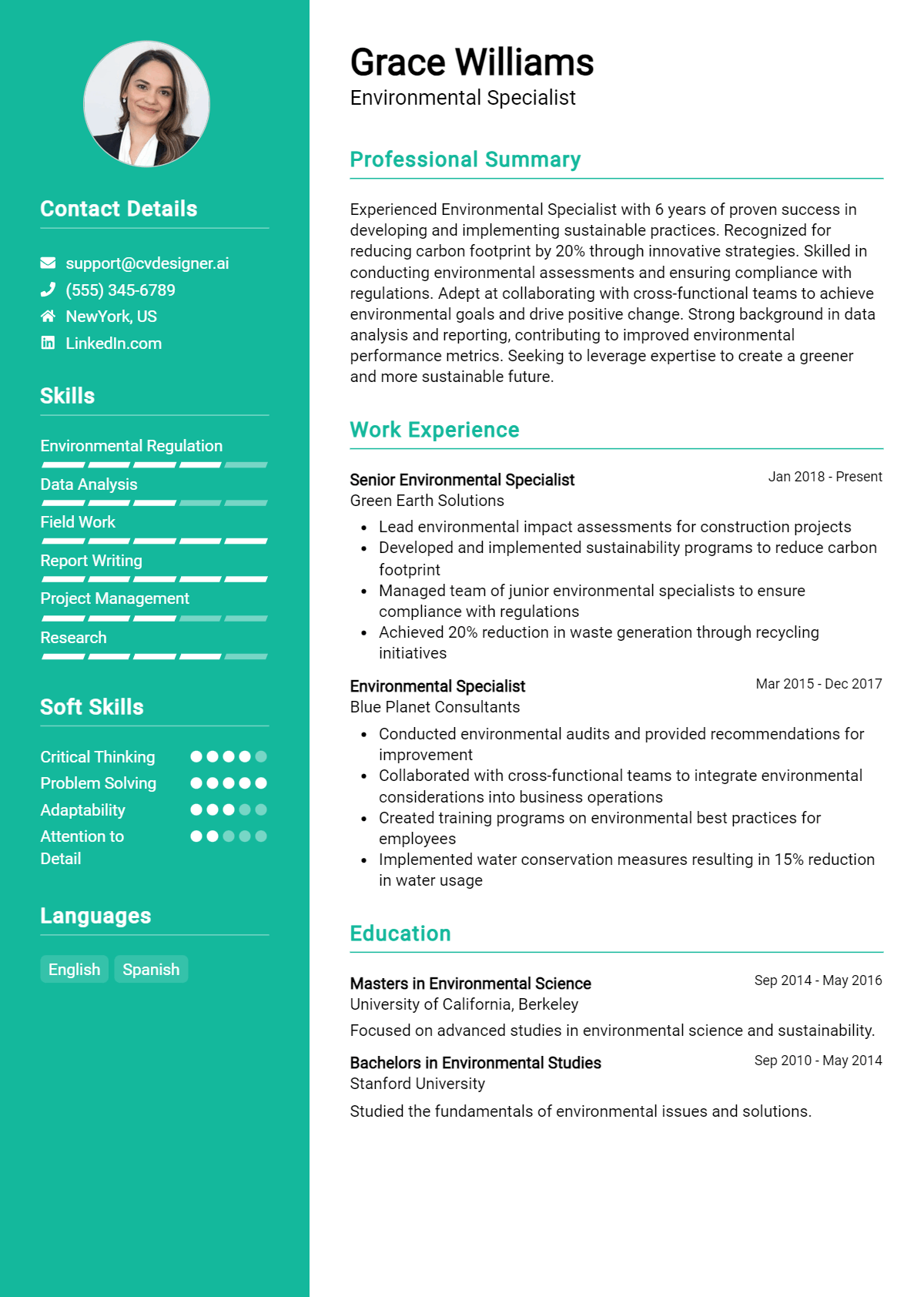 Environmental Specialist Resume Example for 2026: Samples & Best Practices Preview
