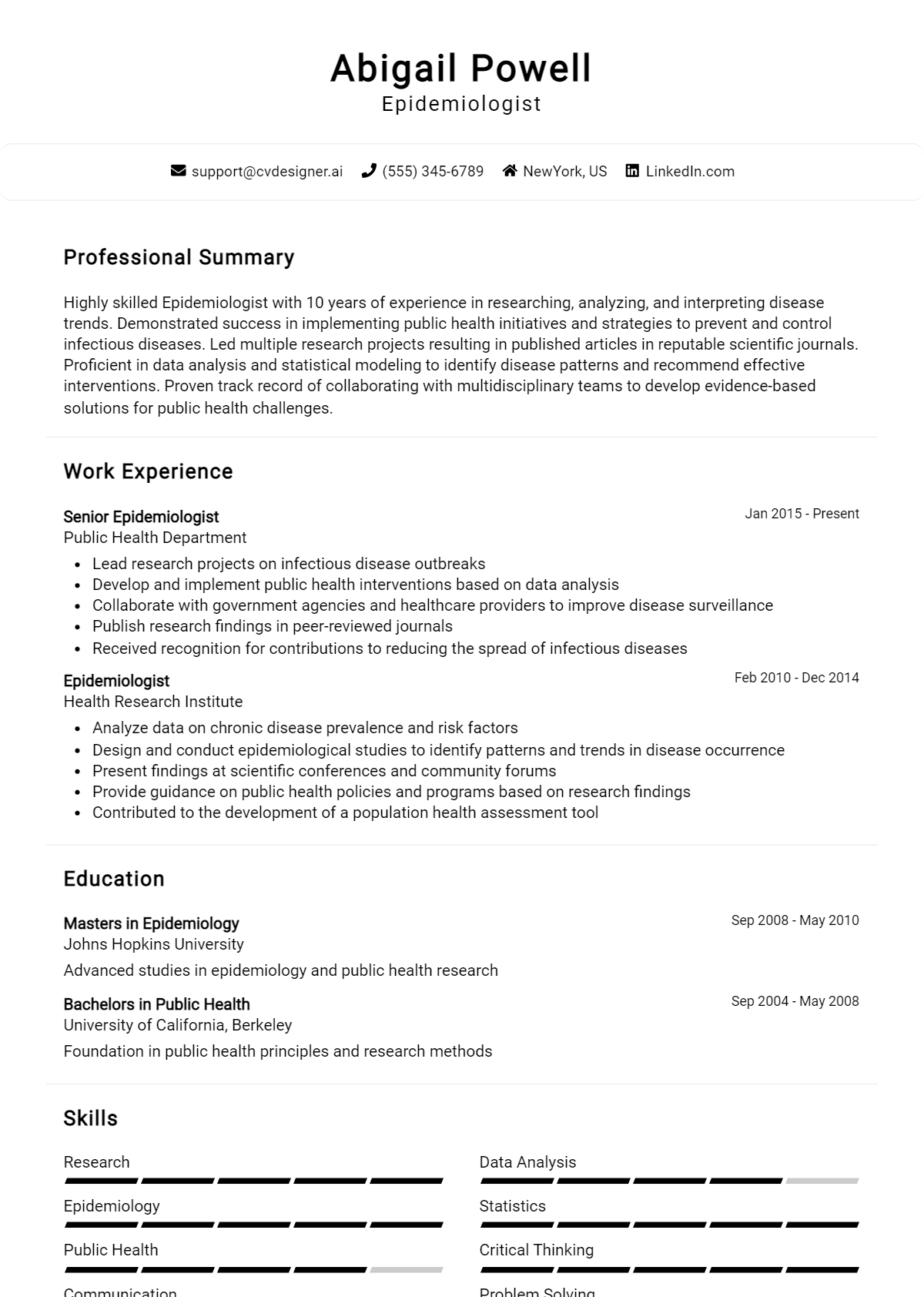Epidemiologist Resume Example for 2026: Tips to Stand Out Preview