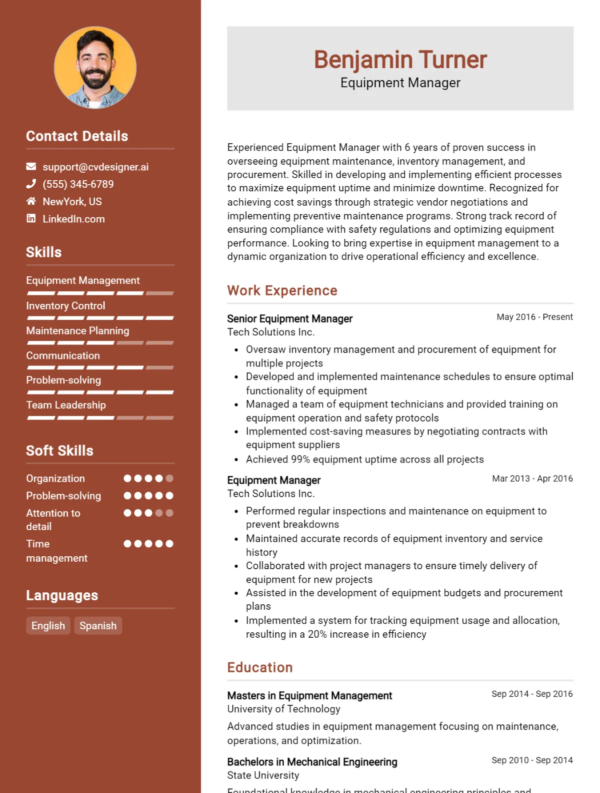 Equipment Manager CV Example For 2026: Expert Tips & Templates Preview