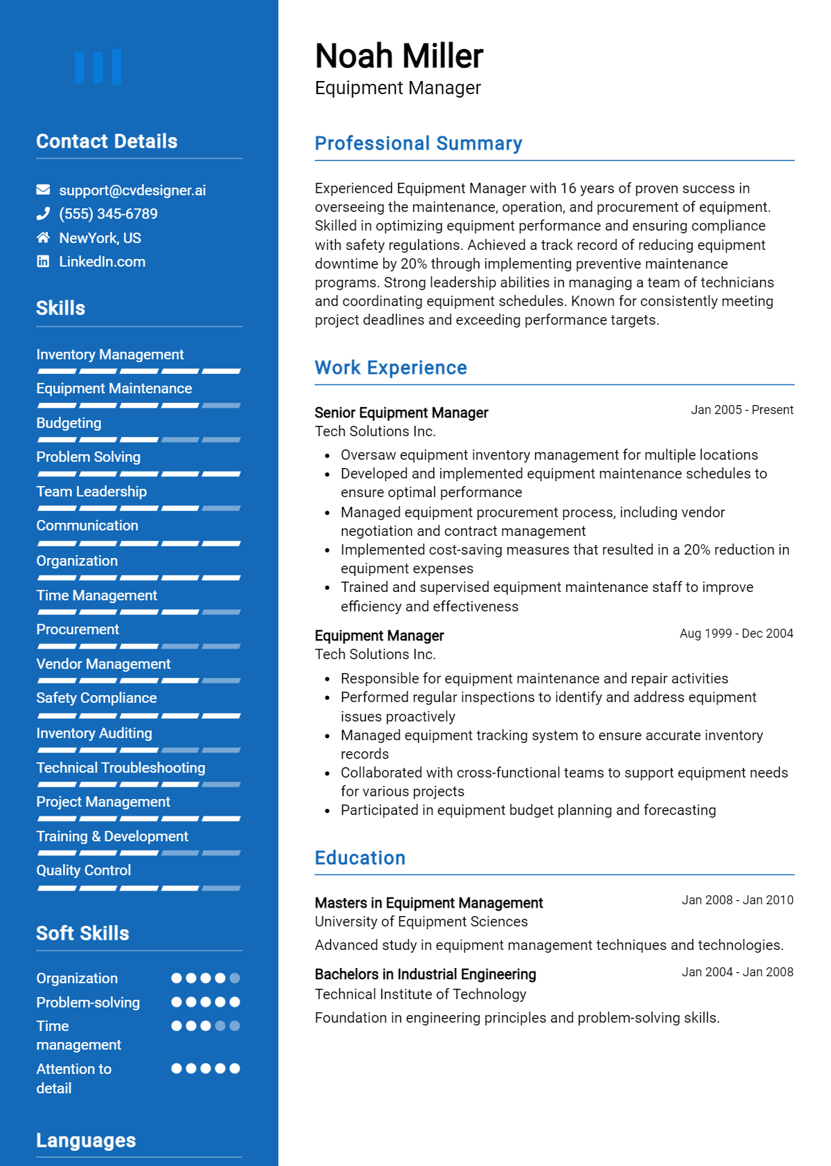 9 Equipment Manager Resume Examples for 2026: Effective CV Writing Tips Preview
