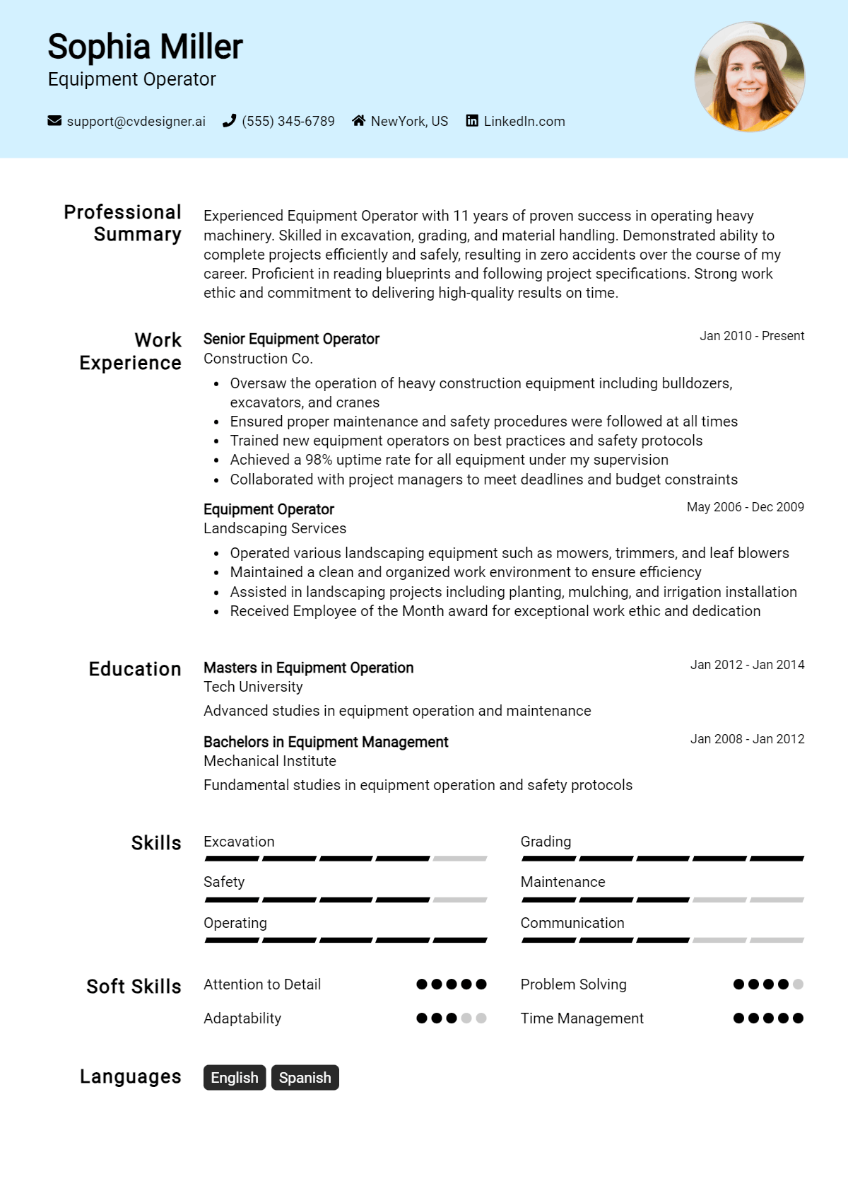 Equipment Operator Resume Example for 2026: Effective CV Writing Tips Preview