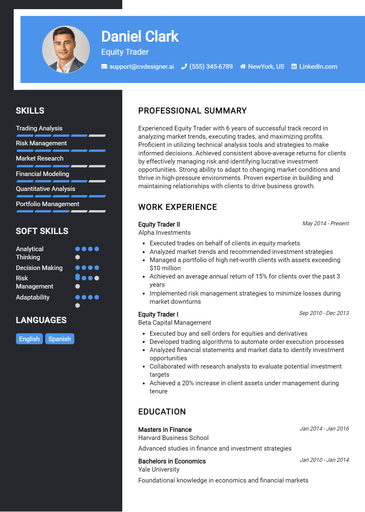 Equity Trader Resume Example for 2026: How to Craft a Winning CV Preview