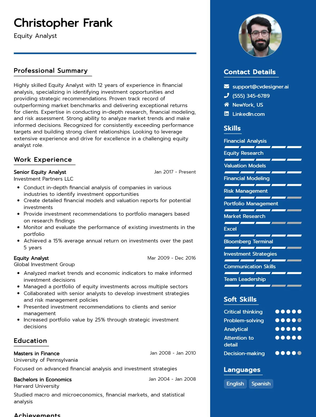 7 Equity Analyst CV Examples And Downloadable Templates For 2026 Preview
