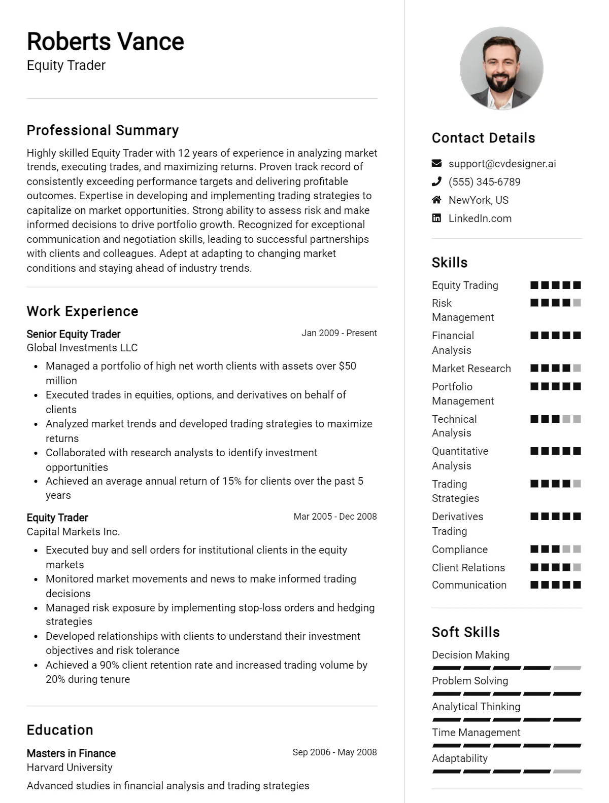 Equity Trader CV Example for 2026: Tips & Templates Preview