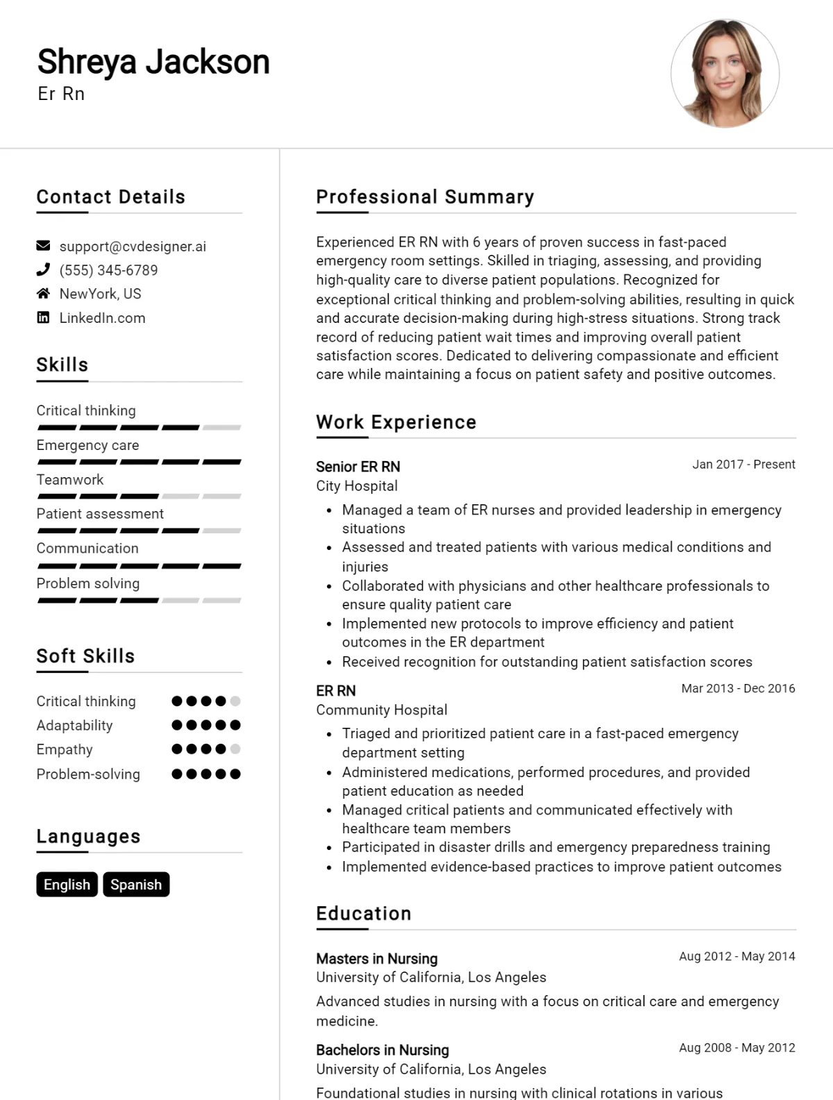 ER RN CV Example For 2026: Examples & Free Templates Preview