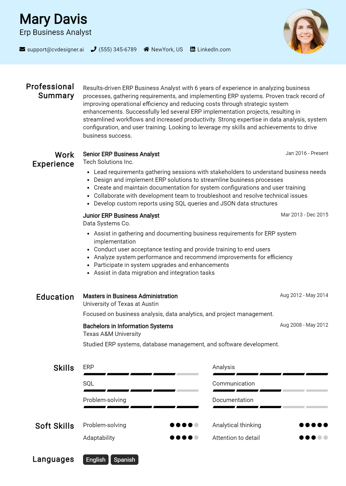 ERP Business Analyst Resume Example for 2026: Downloadable Templates Preview