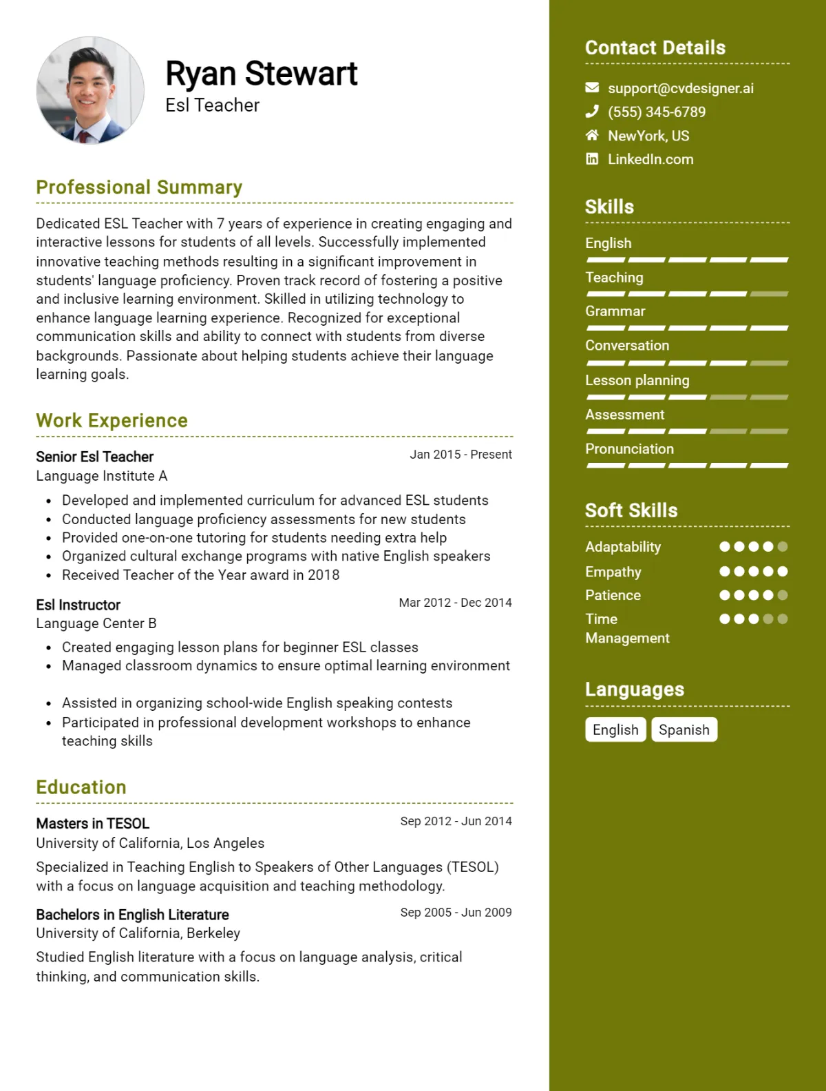 ESL Teacher CV Example For 2026: Effective CV Writing Tips Preview