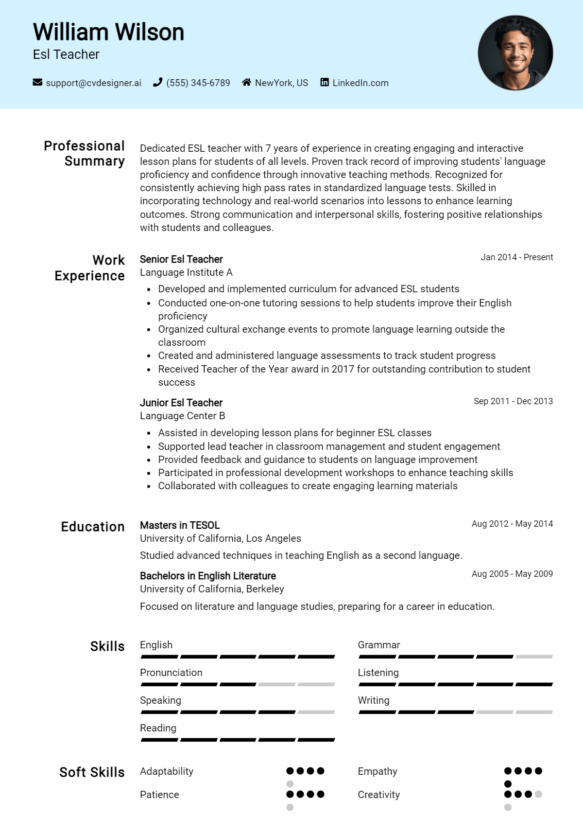 ESL Teacher Resume Example for 2026: Proven Tips & Templates Preview