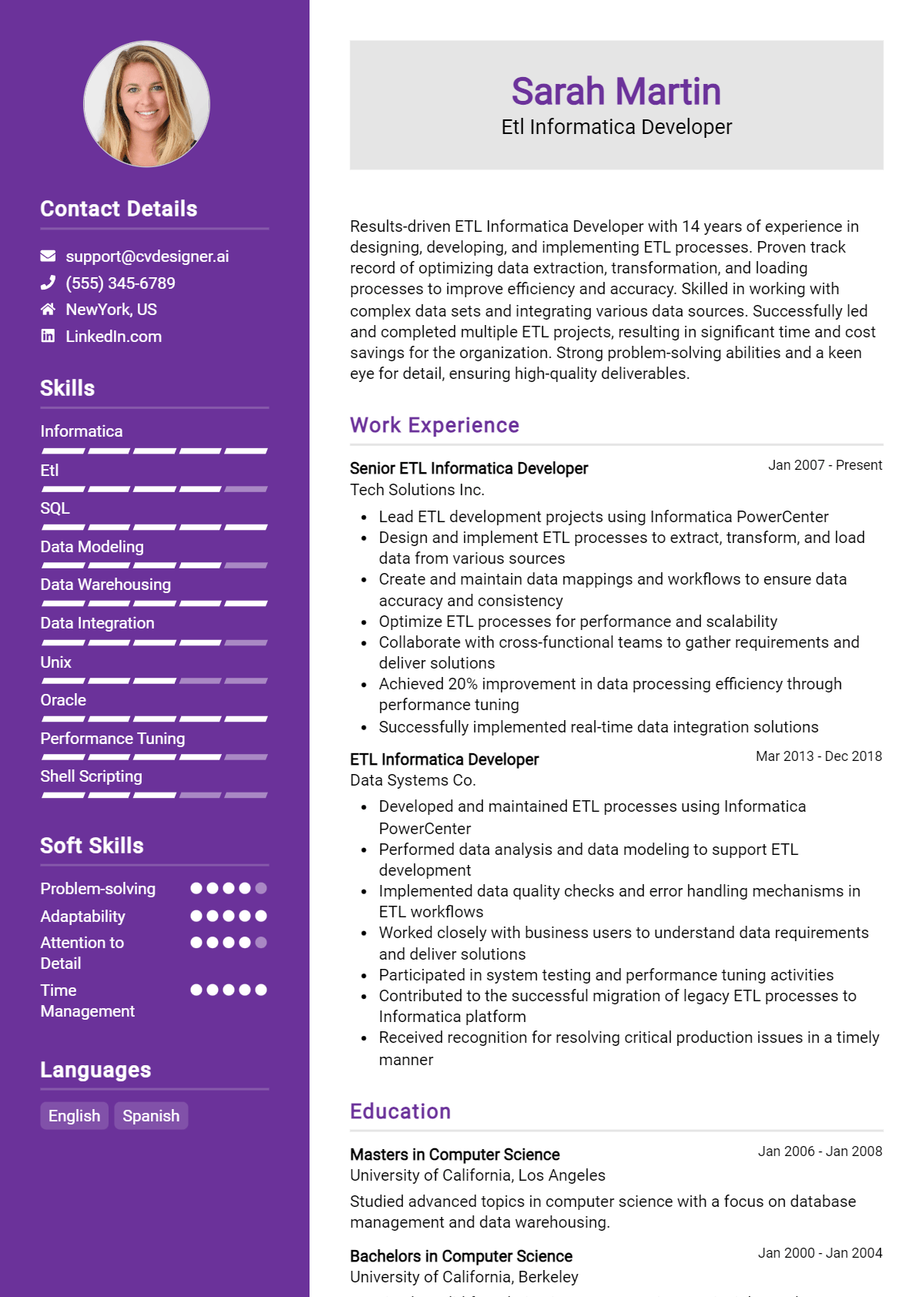 ETL Informatica Developer Resume Example for 2026: Best Writing Guide Preview