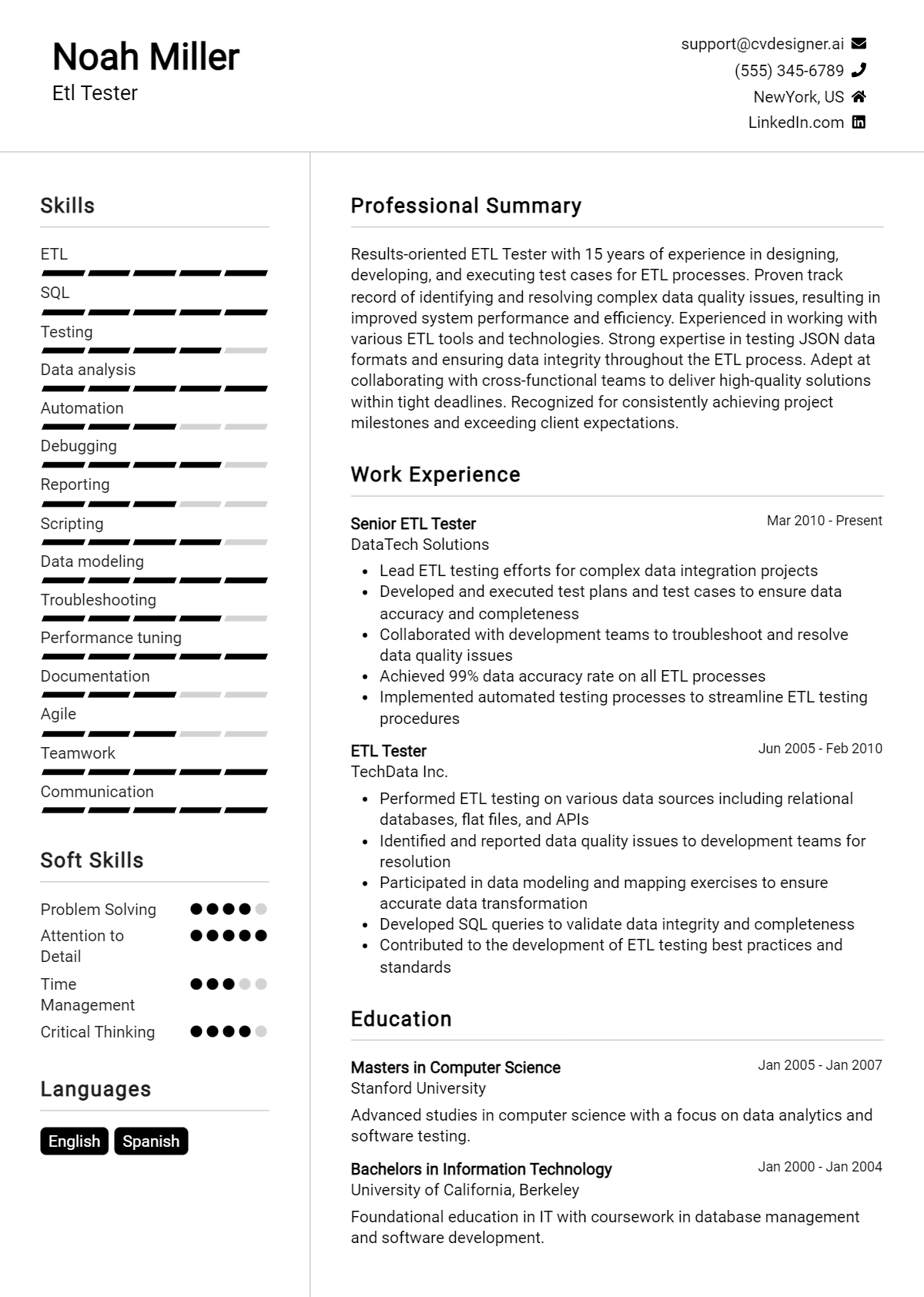 ETL Tester CV Example for 2026: Best Formatting Tips Preview