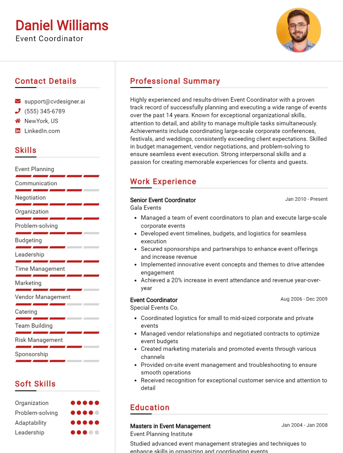 Event Coordinator CV Example For 2026: Best Formatting Tips Preview