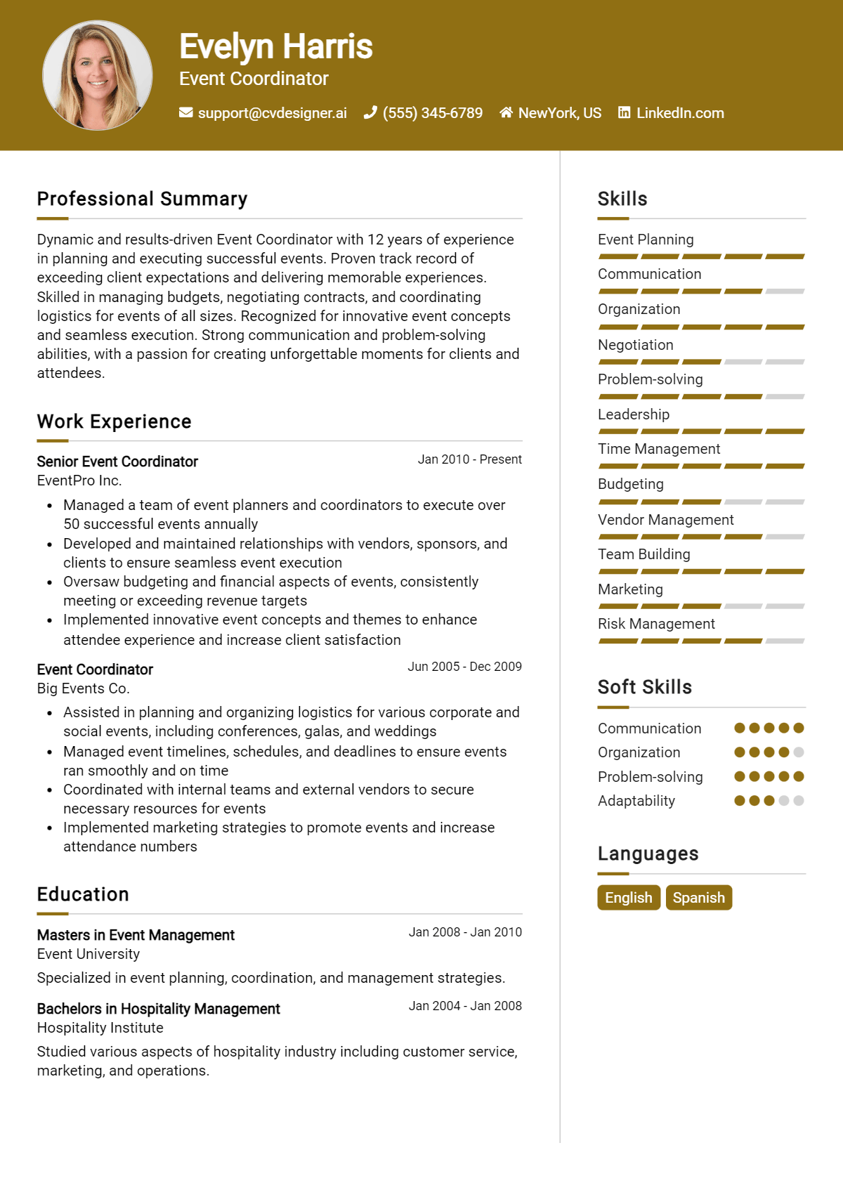 Event Coordinator Resume Example for 2026: Free Examples Preview
