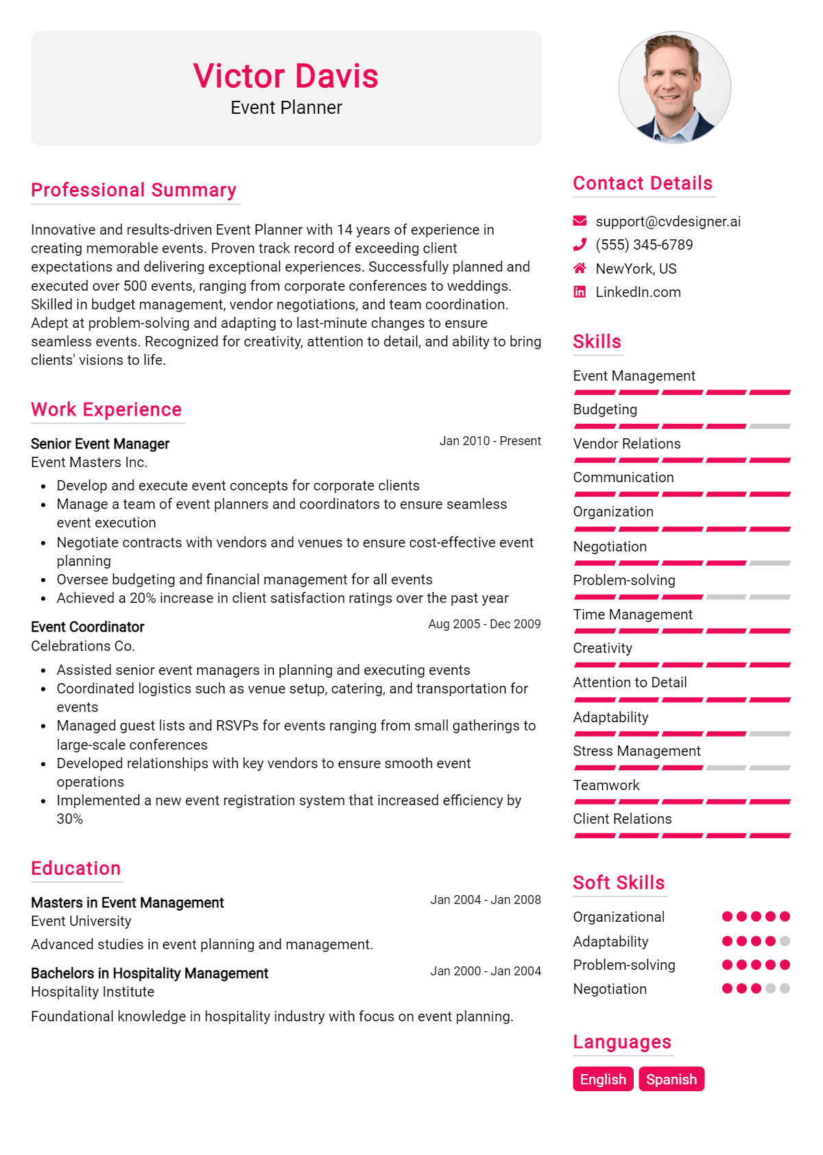 Event Planner Resume Example for 2026: Free Samples Preview