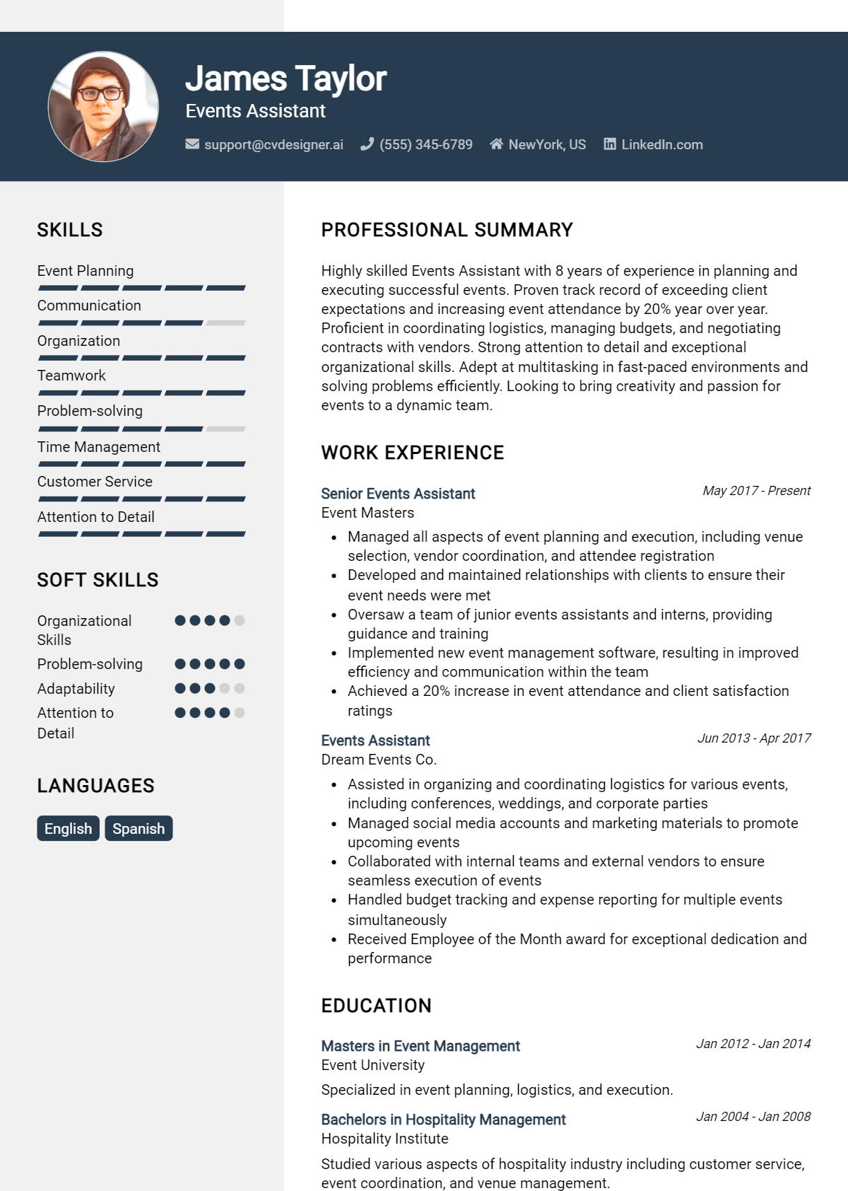 Events Assistant Resume Example for 2026: Best Tips Preview