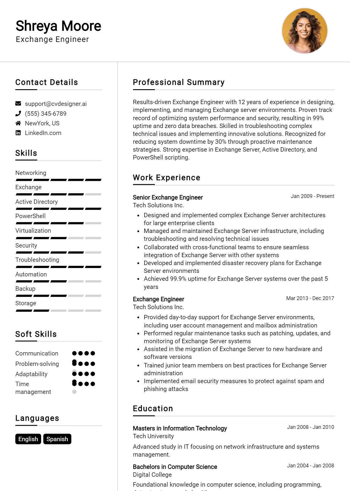 Exchange Engineer Resume Example for 2026: Tips to Stand Out Preview