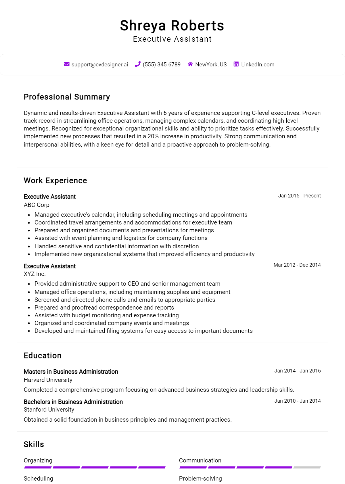 Executive Assistant Resume Example for 2026: Best Formatting Tips Preview