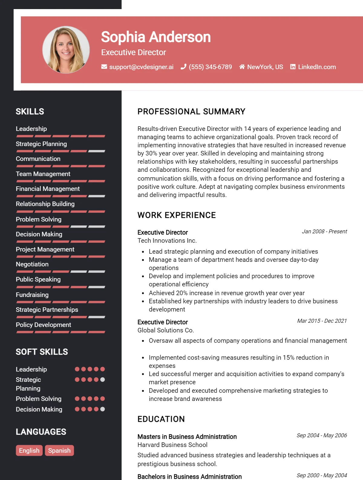 Executive Director CV Example For 2026: Free Downloadable Templates Preview
