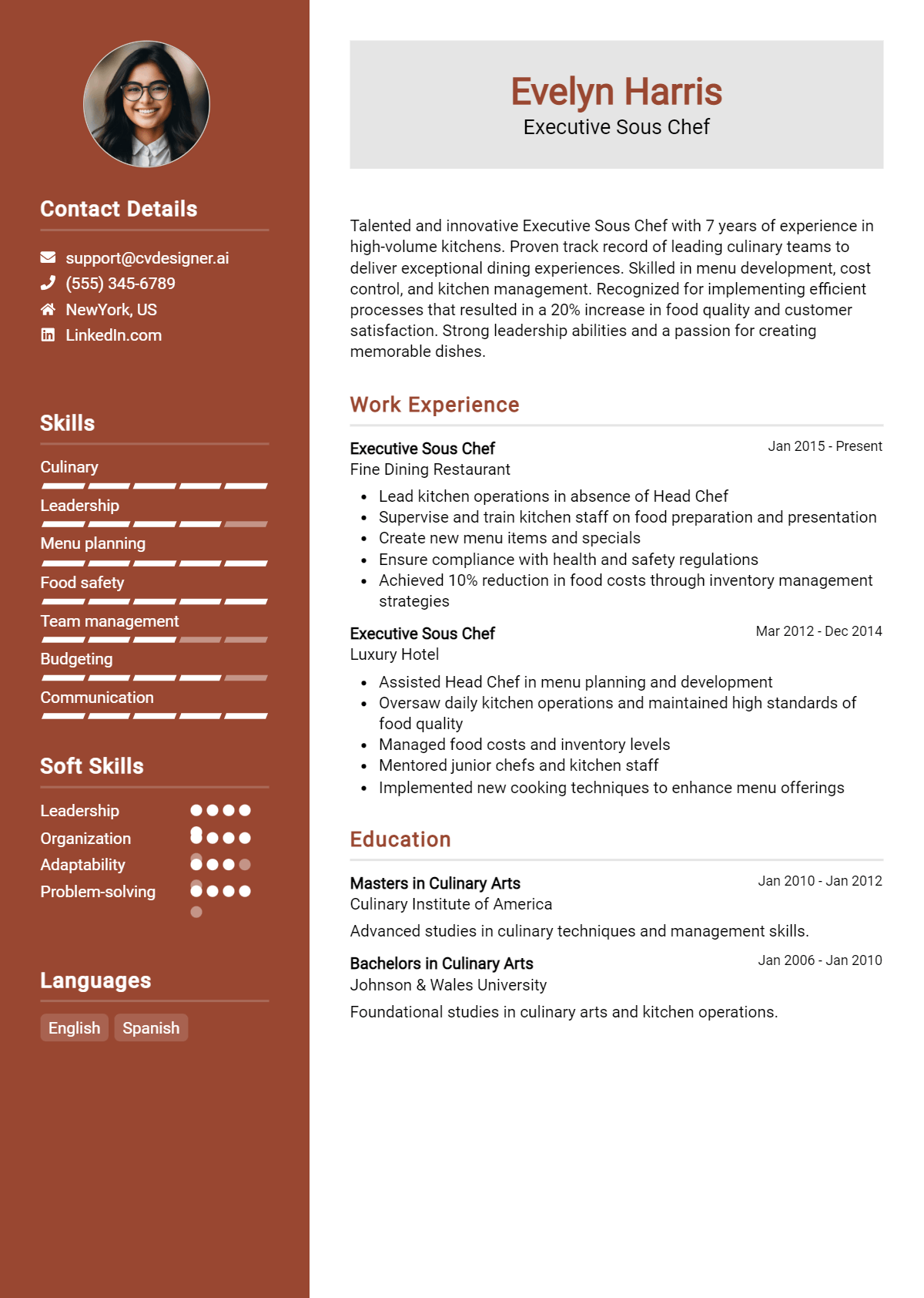 Executive Sous Chef Resume Example for 2026: Proven Tips & Templates Preview