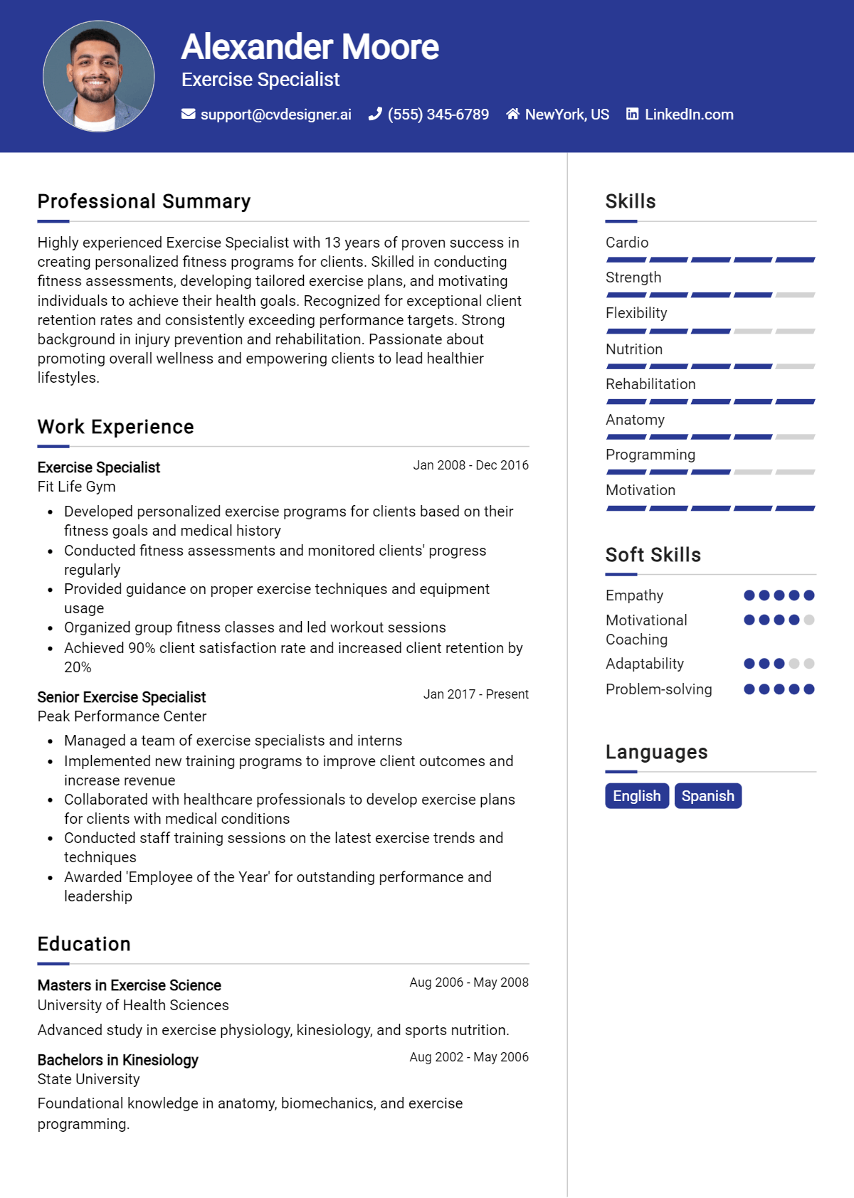 Exercise Specialist Resume Example for 2026: Best Formatting Tips Preview