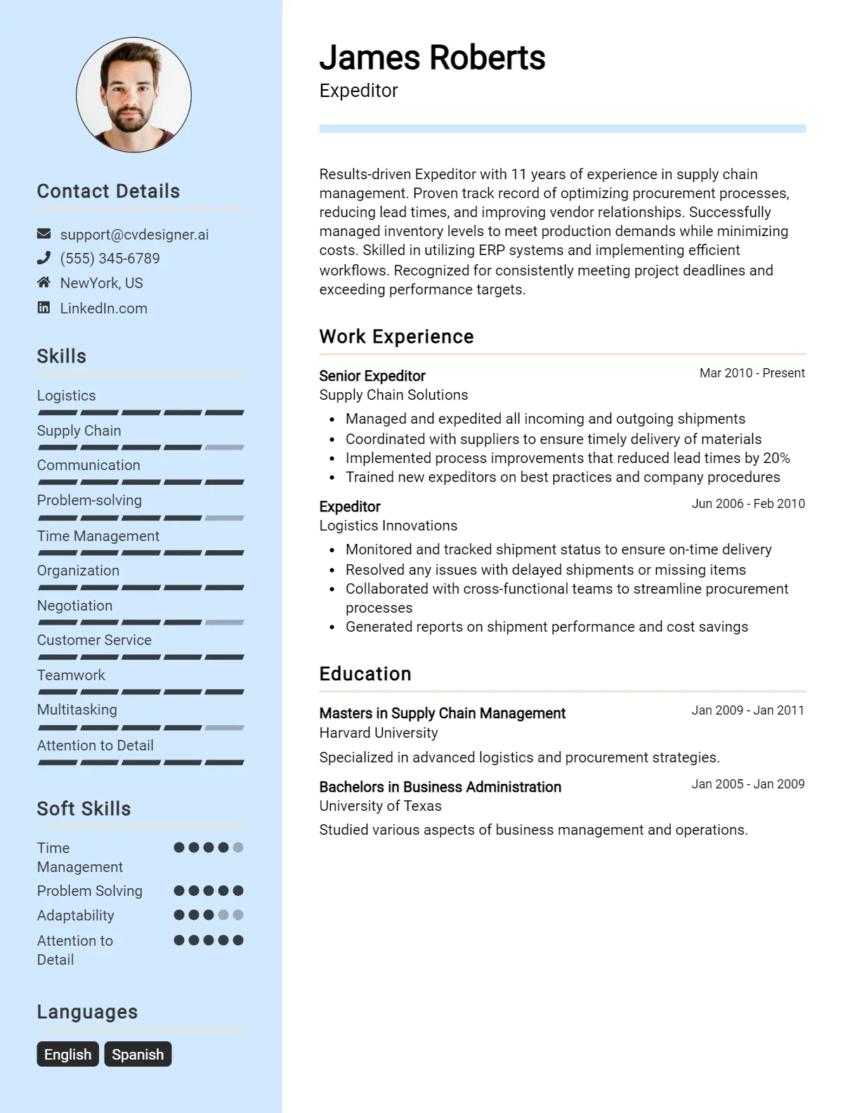 Expeditor CV Example For 2026: Best Formatting Tips Preview