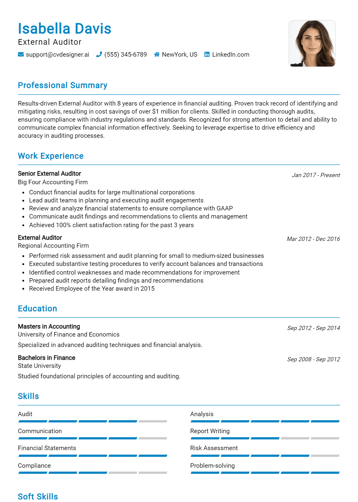 External Auditor Resume Example for 2026: Samples & Best Practices Preview