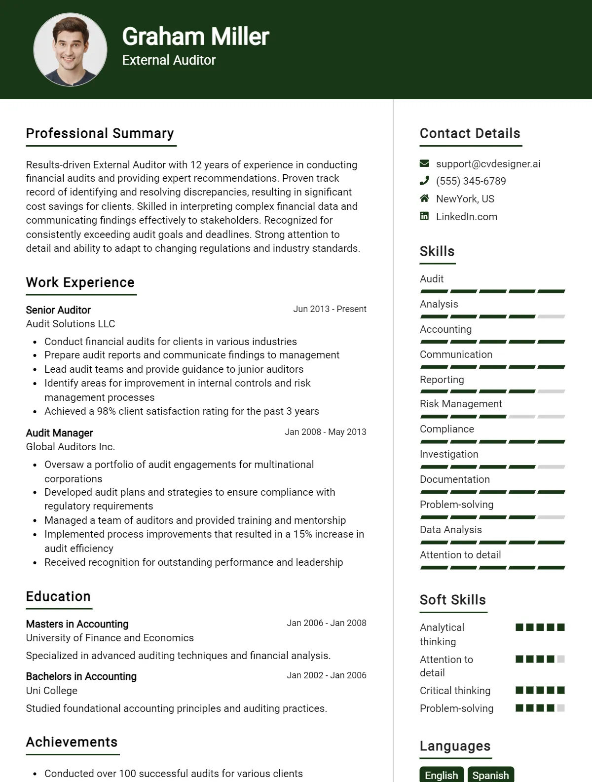 External Auditor CV Example for 2026: Top Strategies & Templates Preview