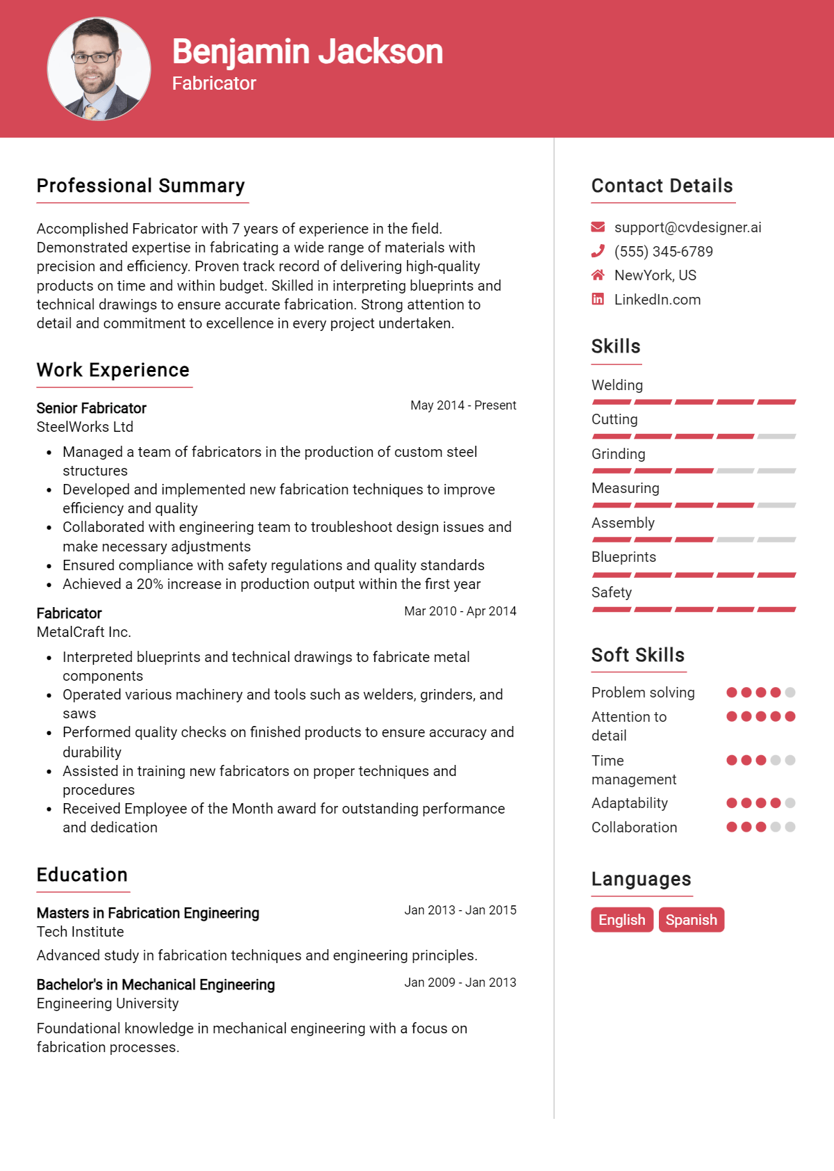 Fabricator Resume Example for 2026: Strategies & Templates Preview