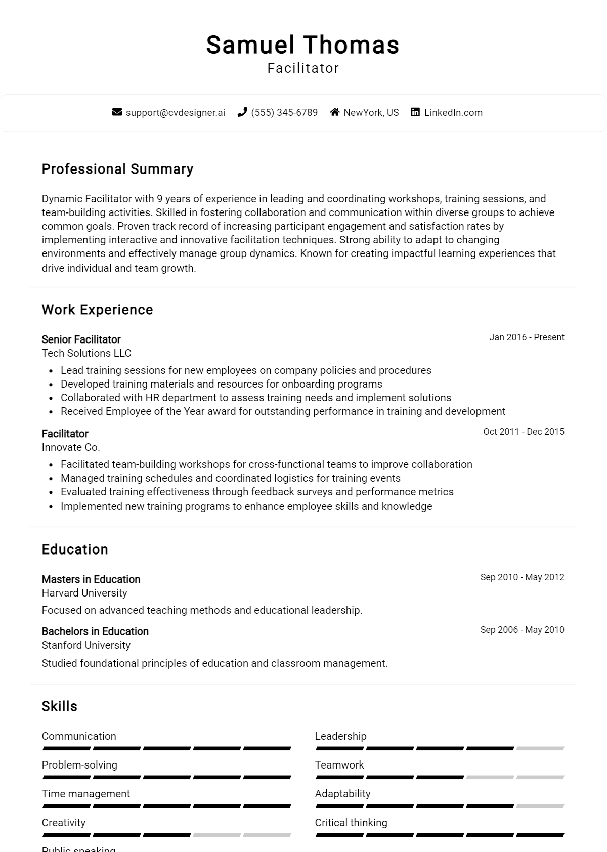 Facilitator Resume Example for 2026: How to Craft a Winning CV Preview