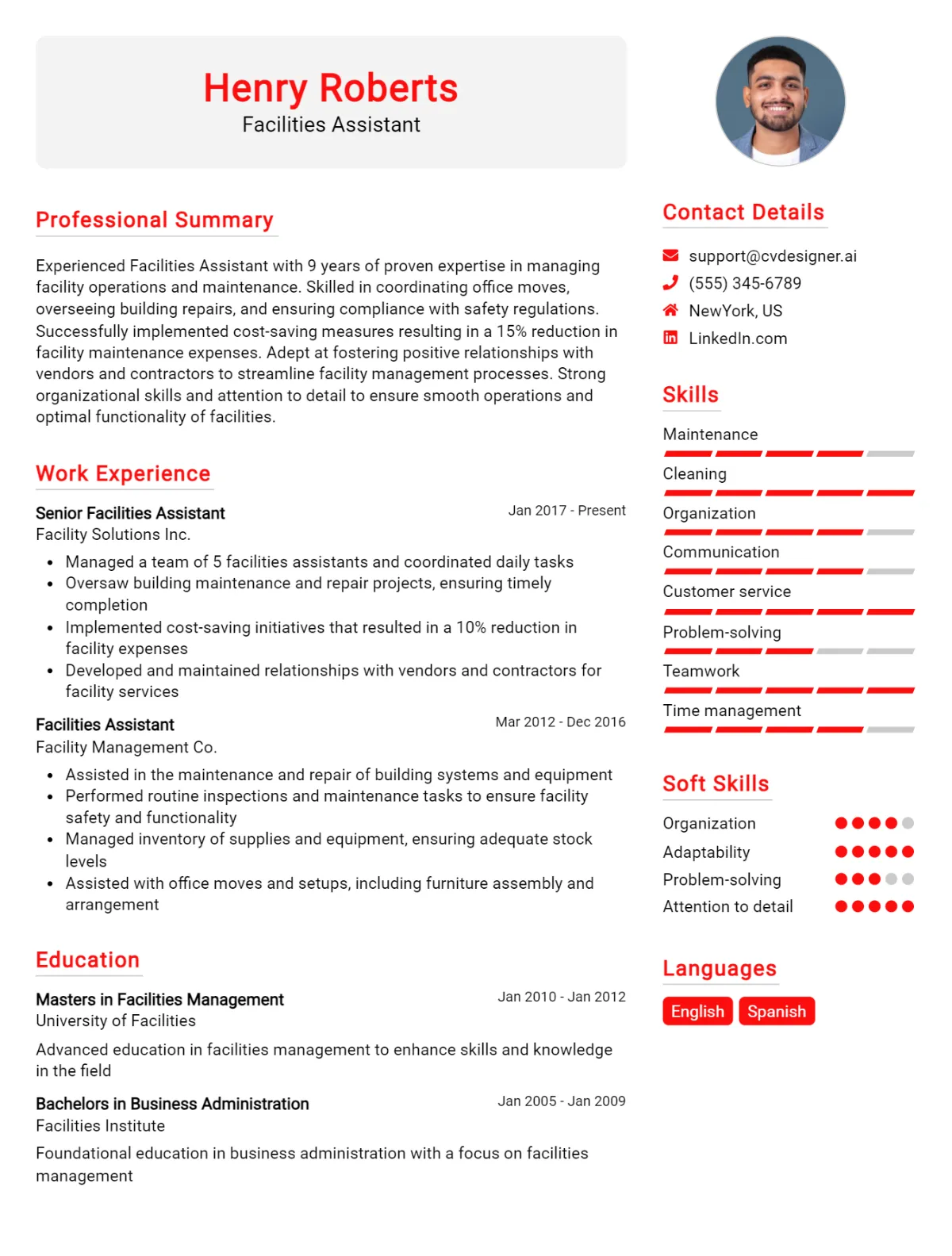 Facilities Assistant CV Example For 2026: Effective CV Writing Tips Preview