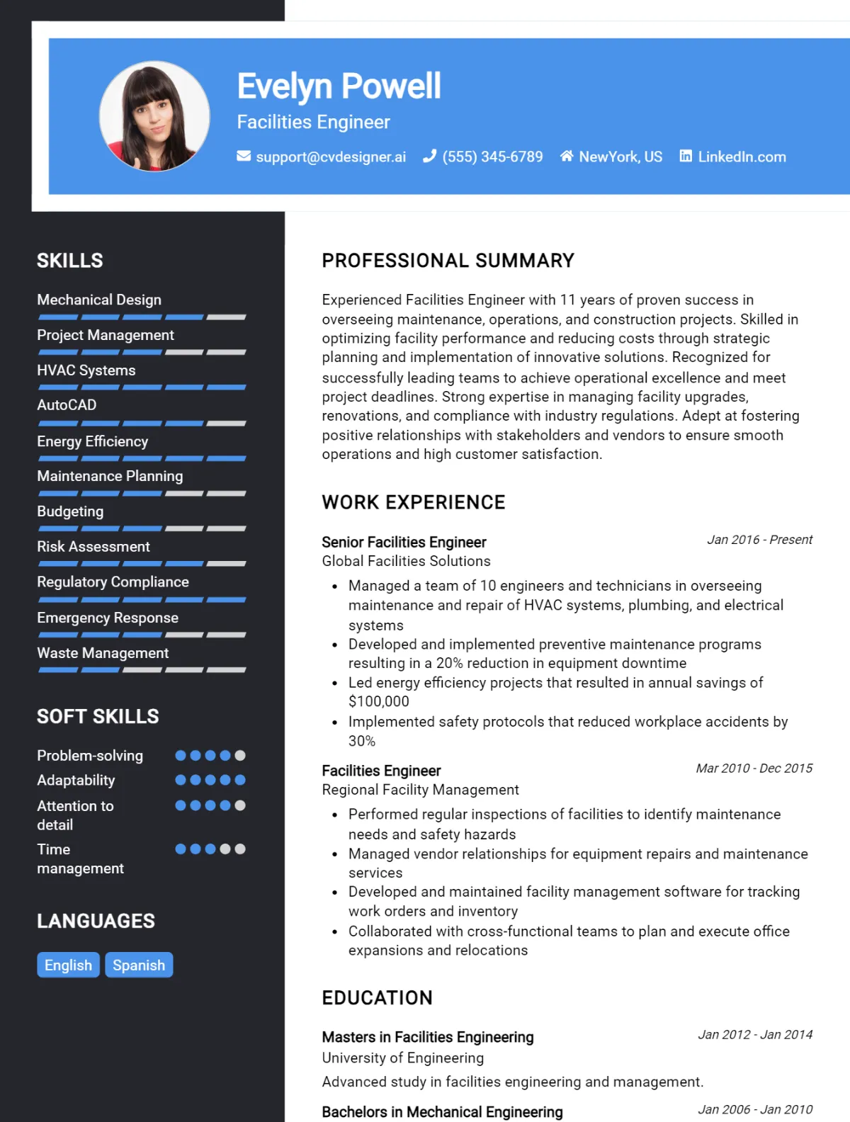 Facilities Engineer CV Example For 2026: Top Tips & Samples Preview