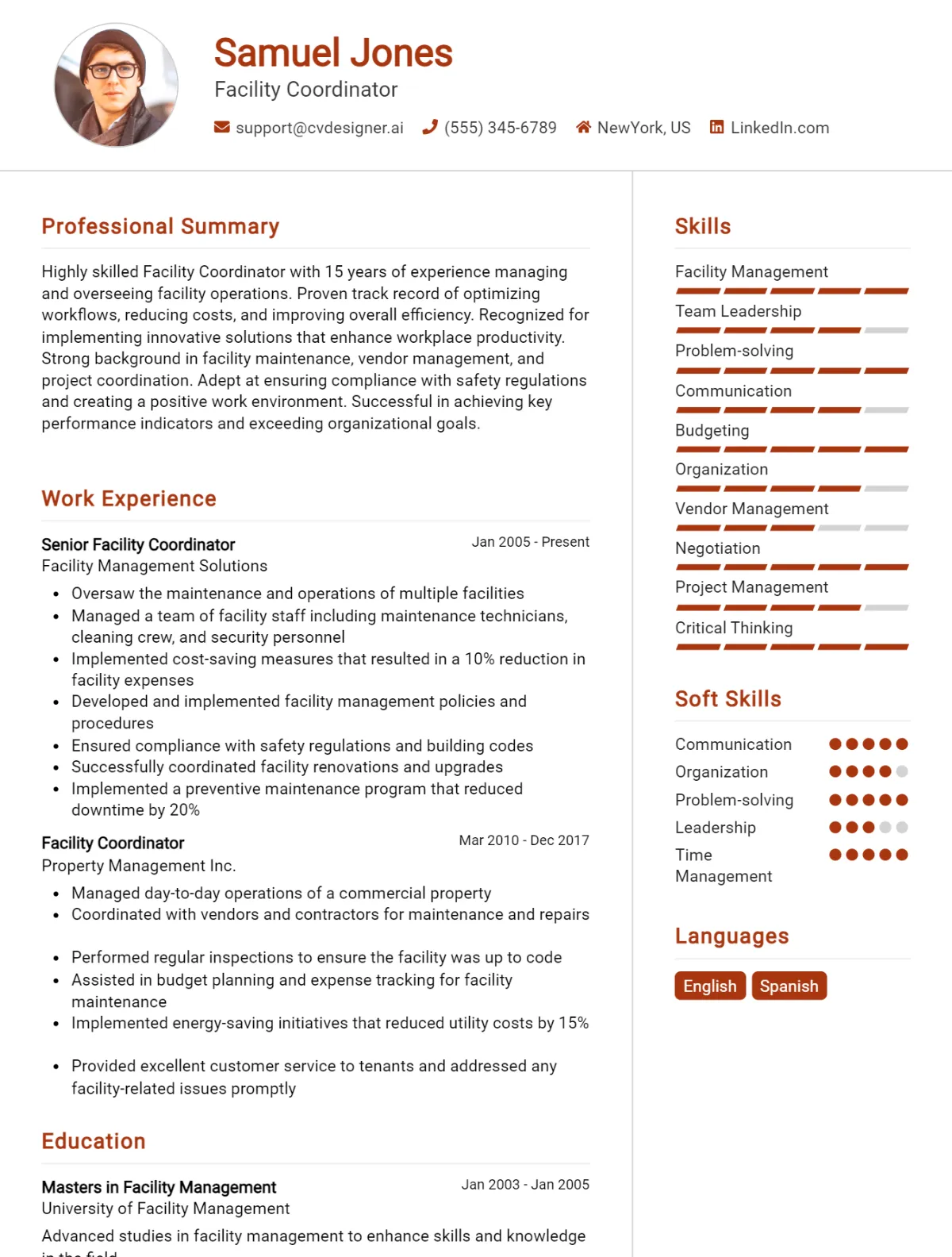 Facility Coordinator CV Example For 2026: Proven Tips & Templates Preview