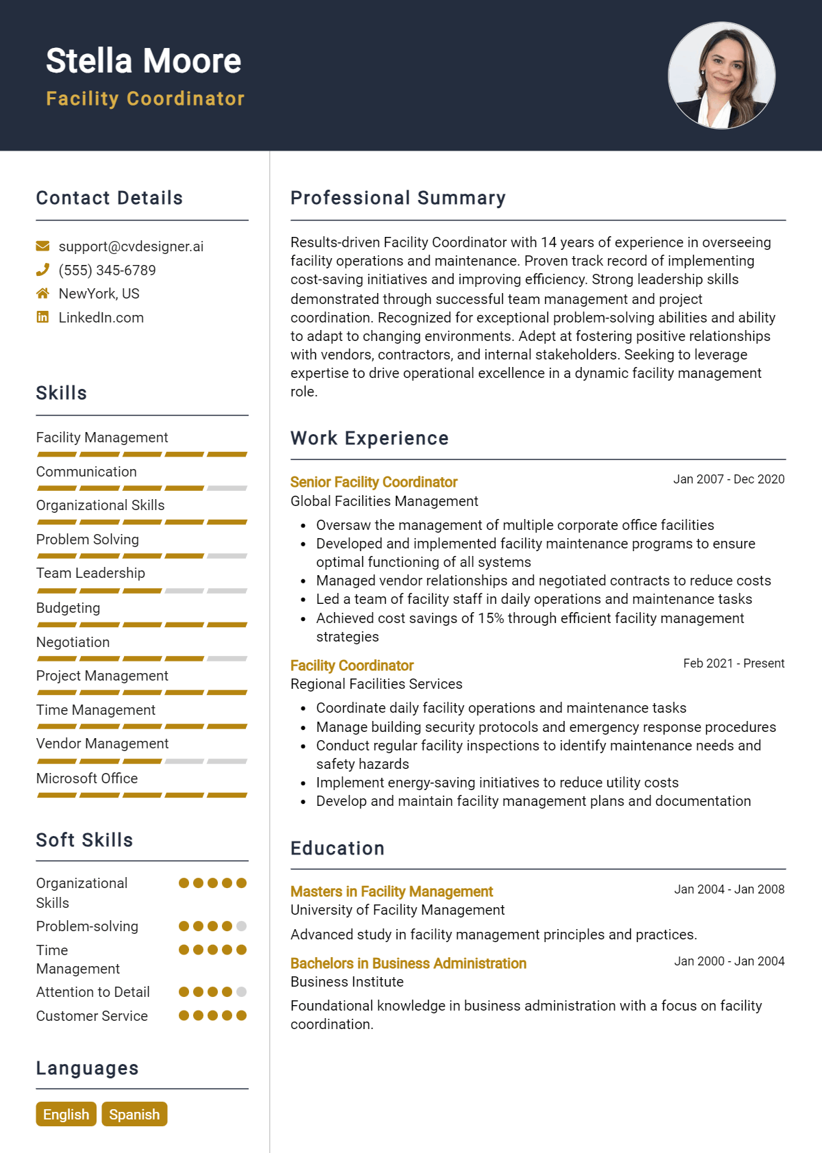 Facility Coordinator Resume Example for 2026: How to Create a Professional CV Preview