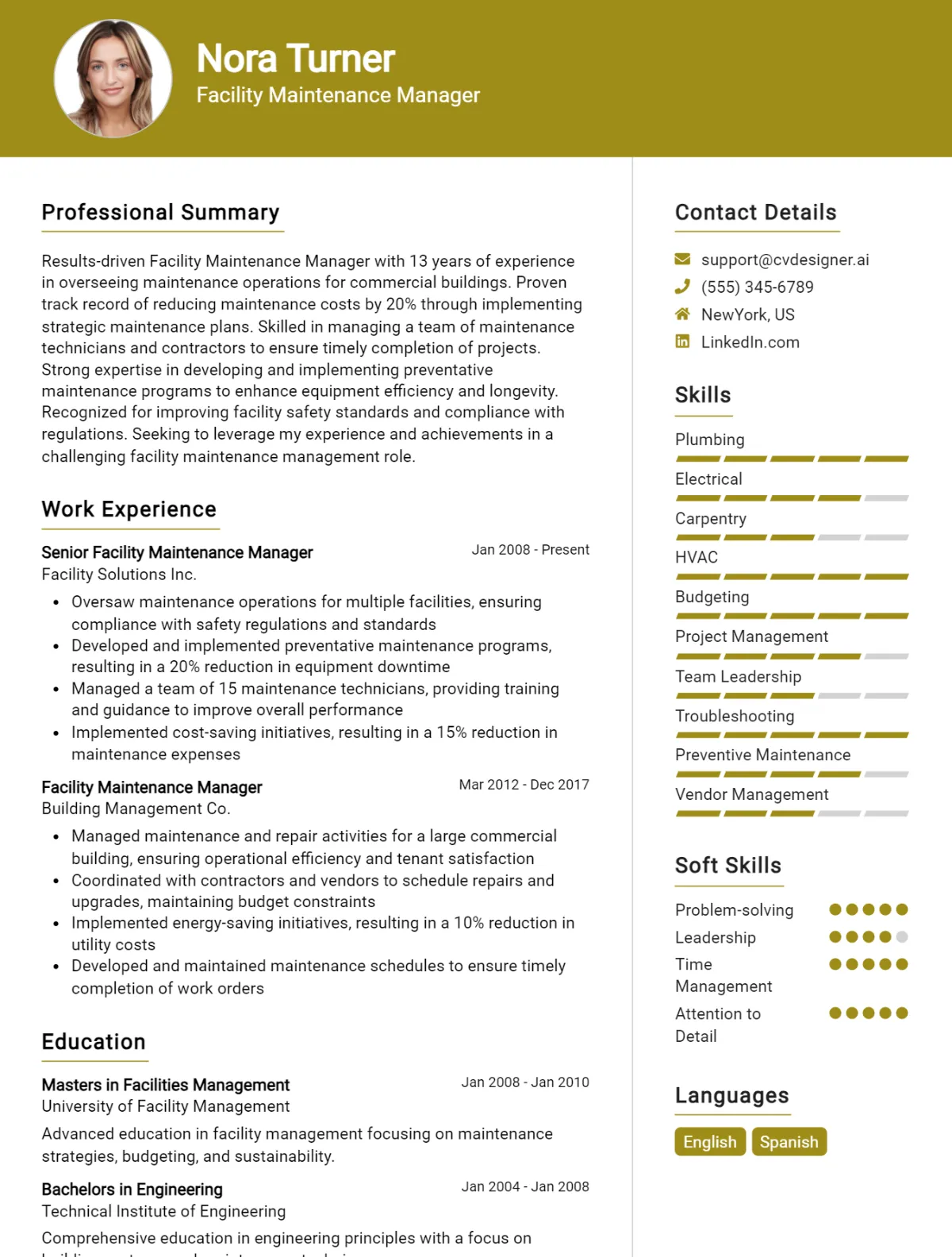 14 Facility Maintenance Manager CV Examples For 2026: Samples & Best Practices Preview
