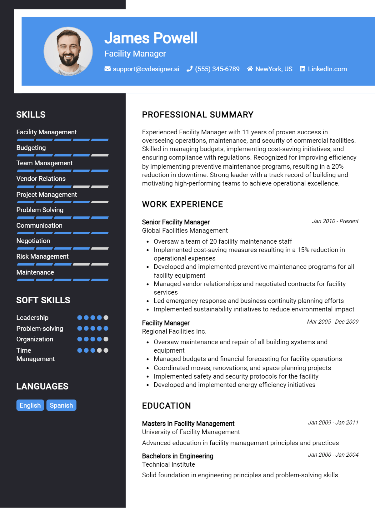 Facility Manager Resume Example for 2026: Expert Tips & Templates Preview