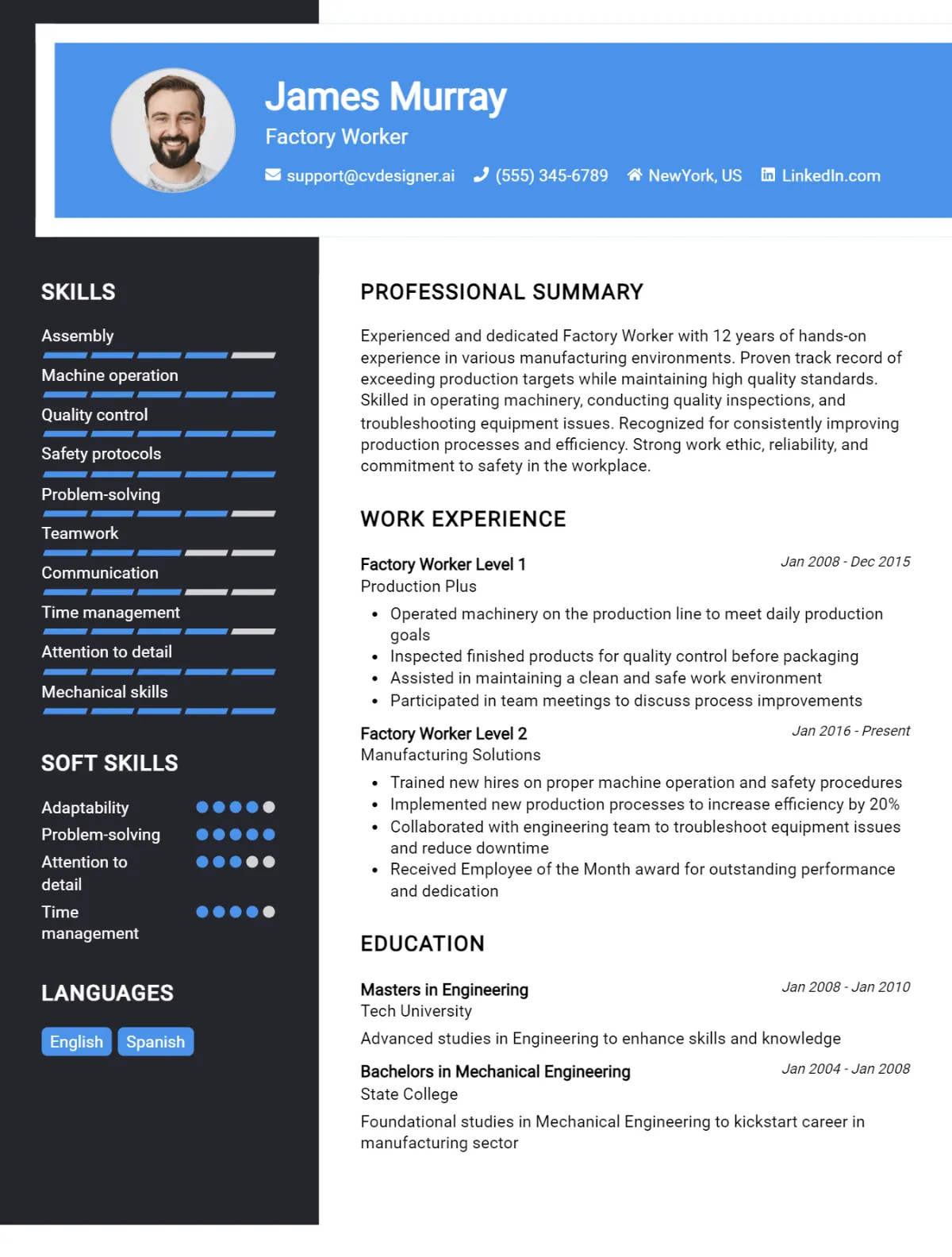 Factory Worker CV Example For 2026: Top Tips & Samples Preview