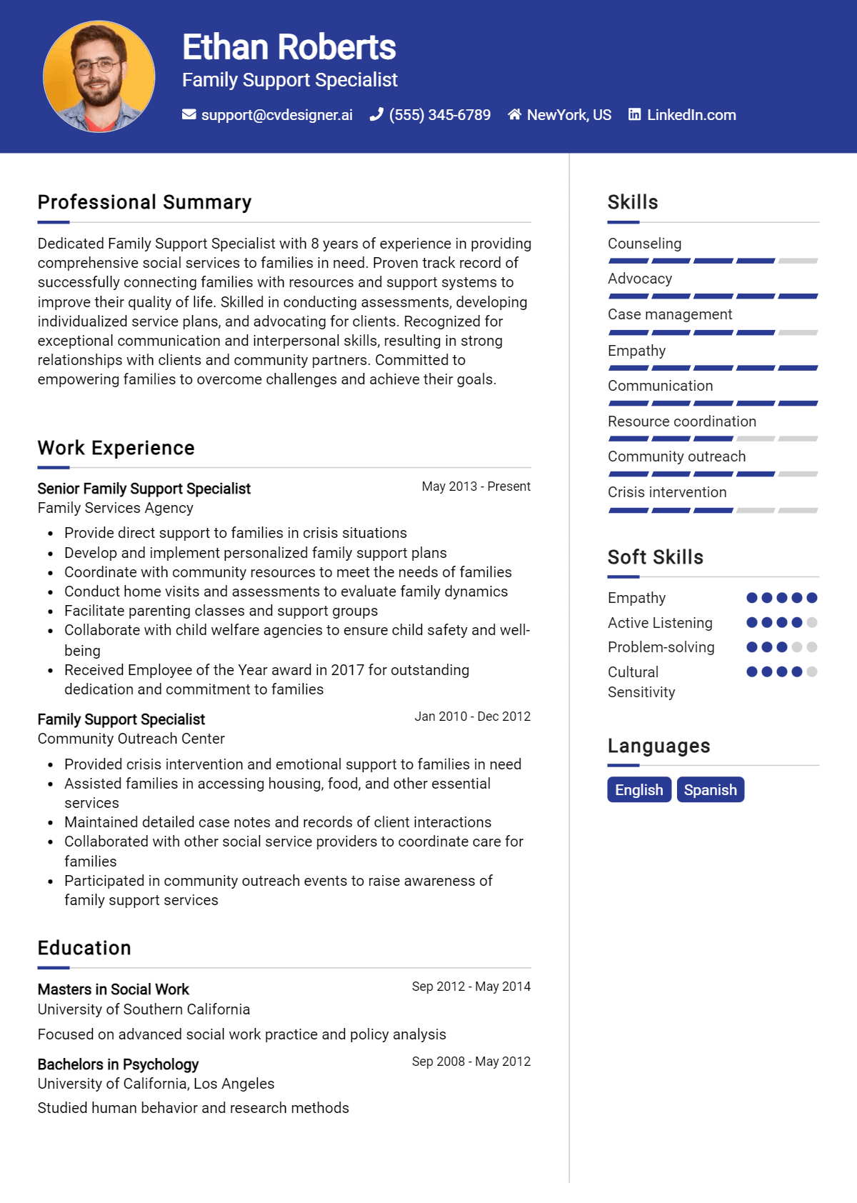 Family Support Specialist Resume Example for 2026: Effective CV Writing Tips Preview