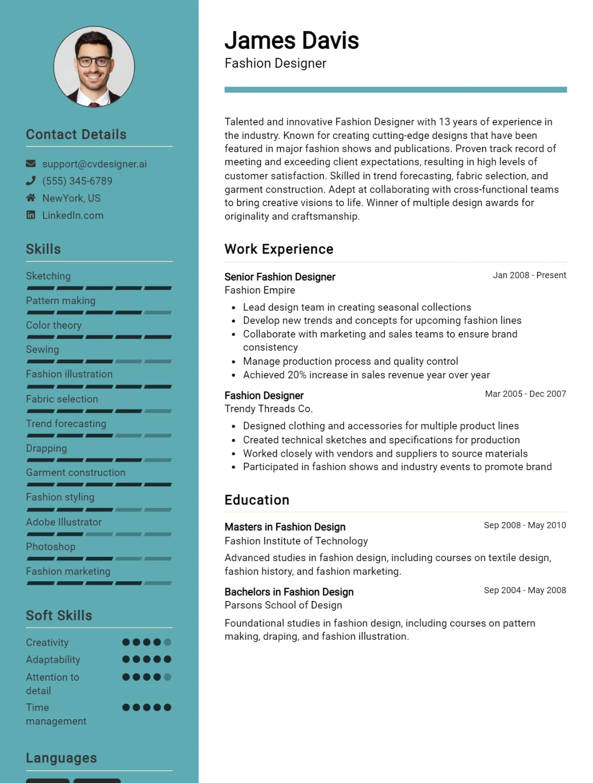 Fashion Designer CV Example For 2026: Top Tips & Samples Preview