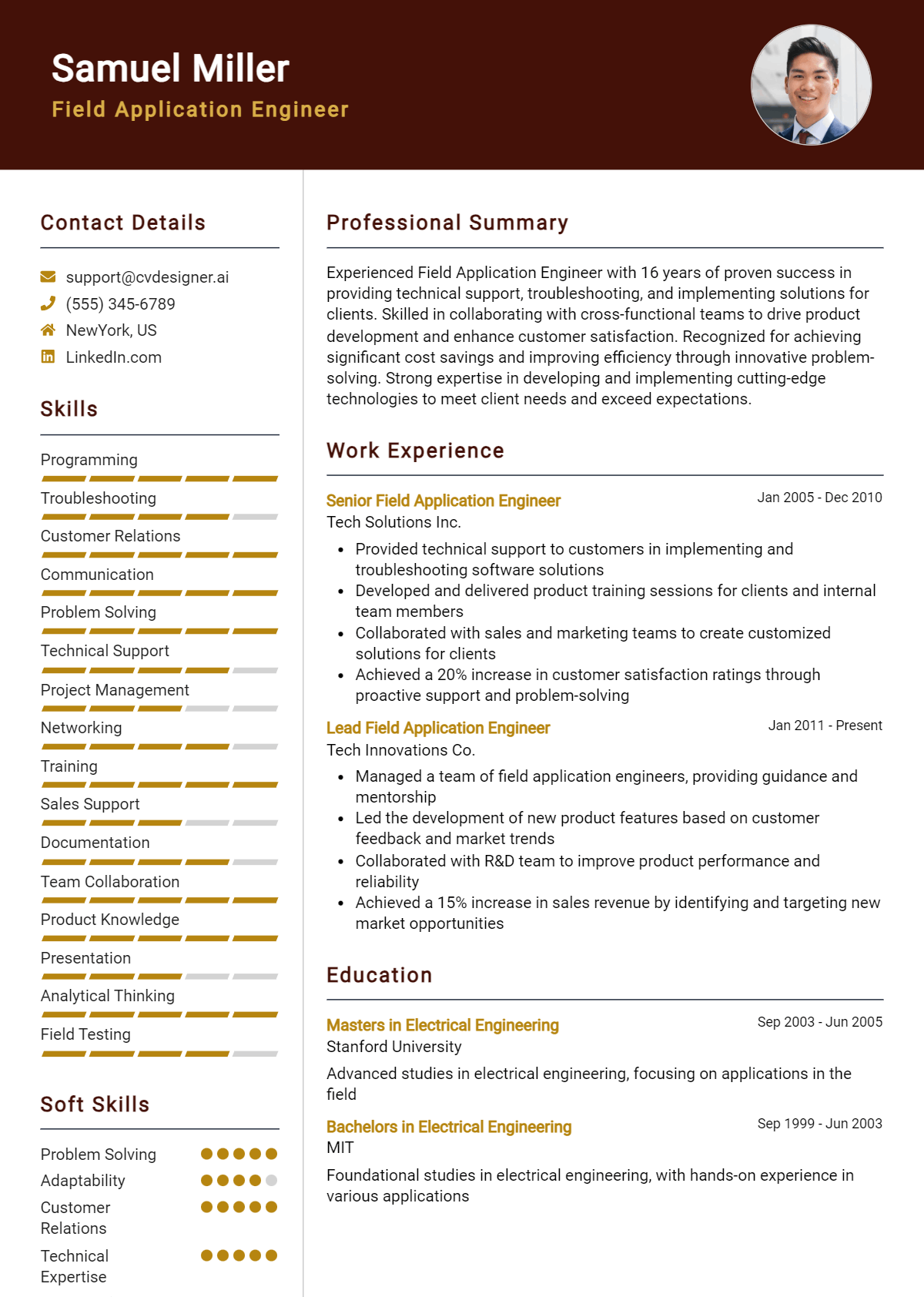 Field Application Engineer Resume Example for 2026: Effective CV Writing Tips Preview