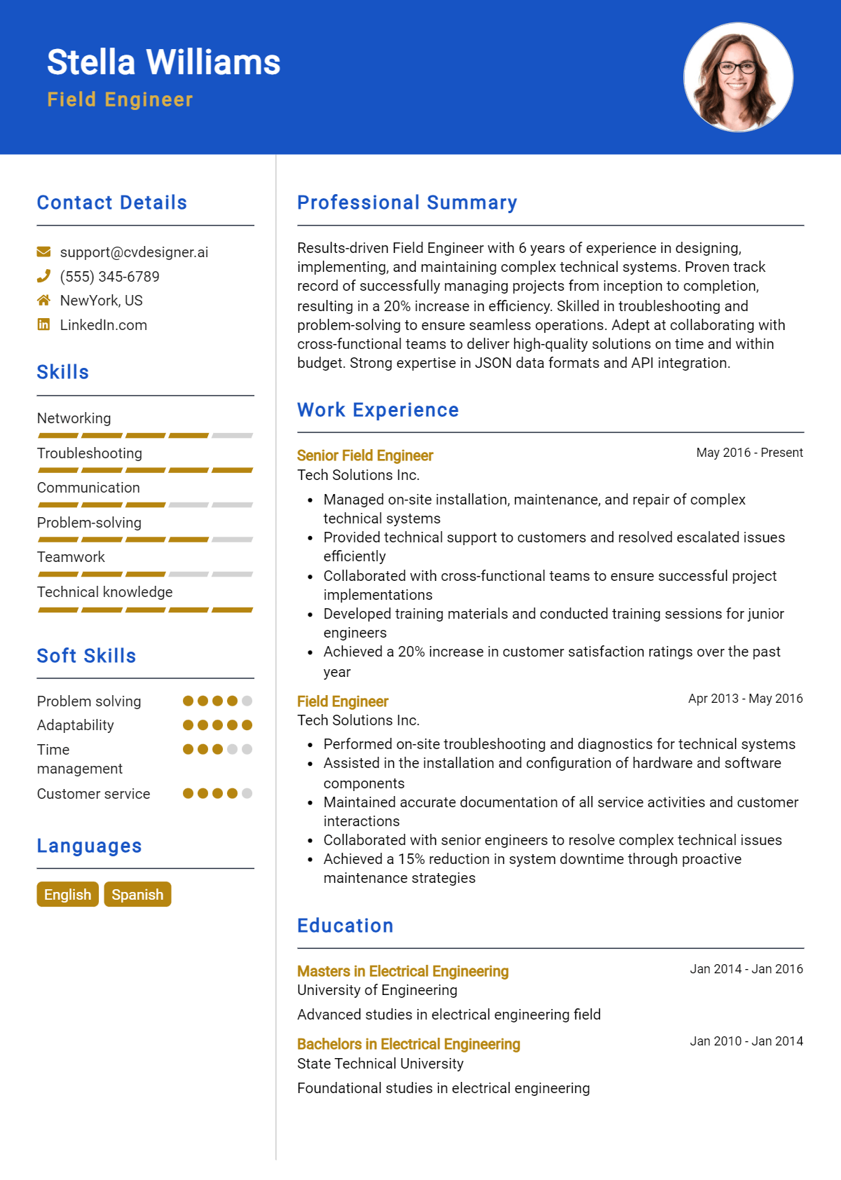 Field Engineer Resume Example for 2026: Top CV Skills Preview